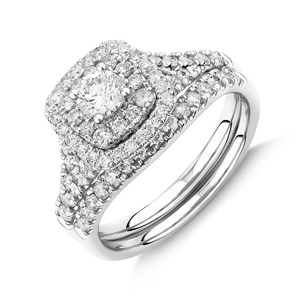 Bridal Set with 1.18 Carat TW of Diamonds in 14kt White Gold