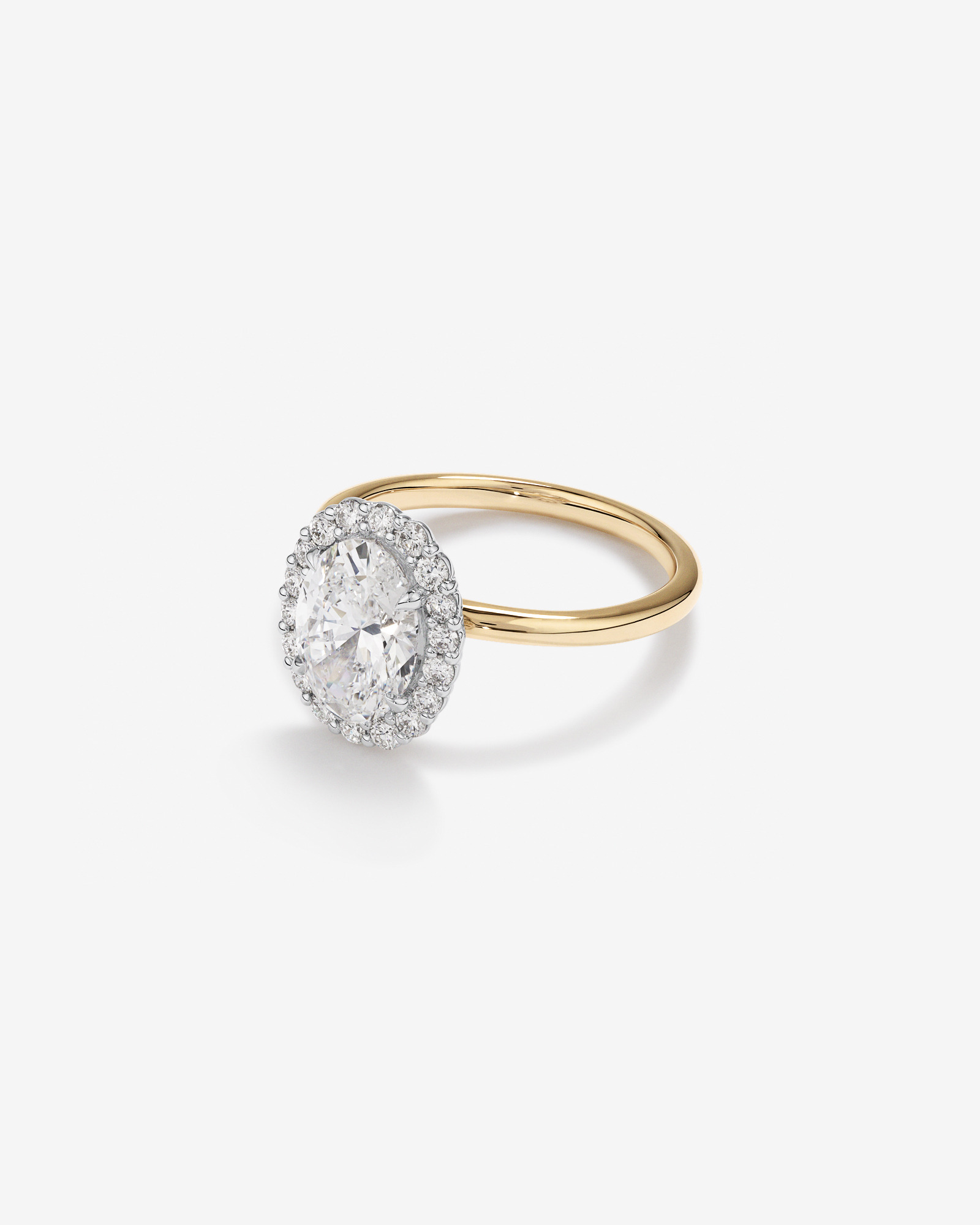 2.34 Carat TW Oval Cut Laboratory-Grown Diamond Halo Engagement Ring 14kt Yellow and White Gold