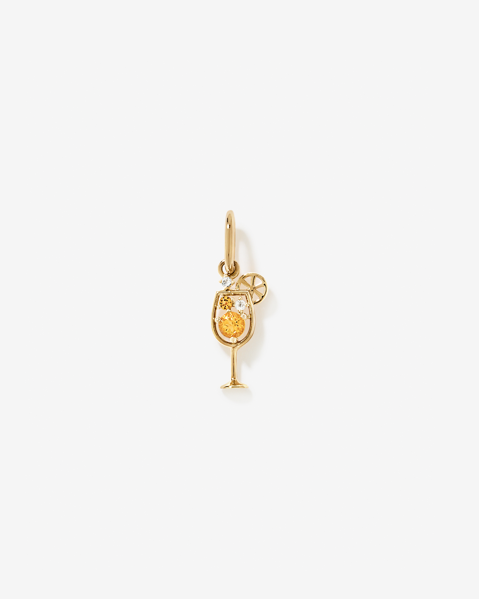 Pendentif cocktail Aperol Spritz en citrine et topaze blanche en Vermeil or 18 carats