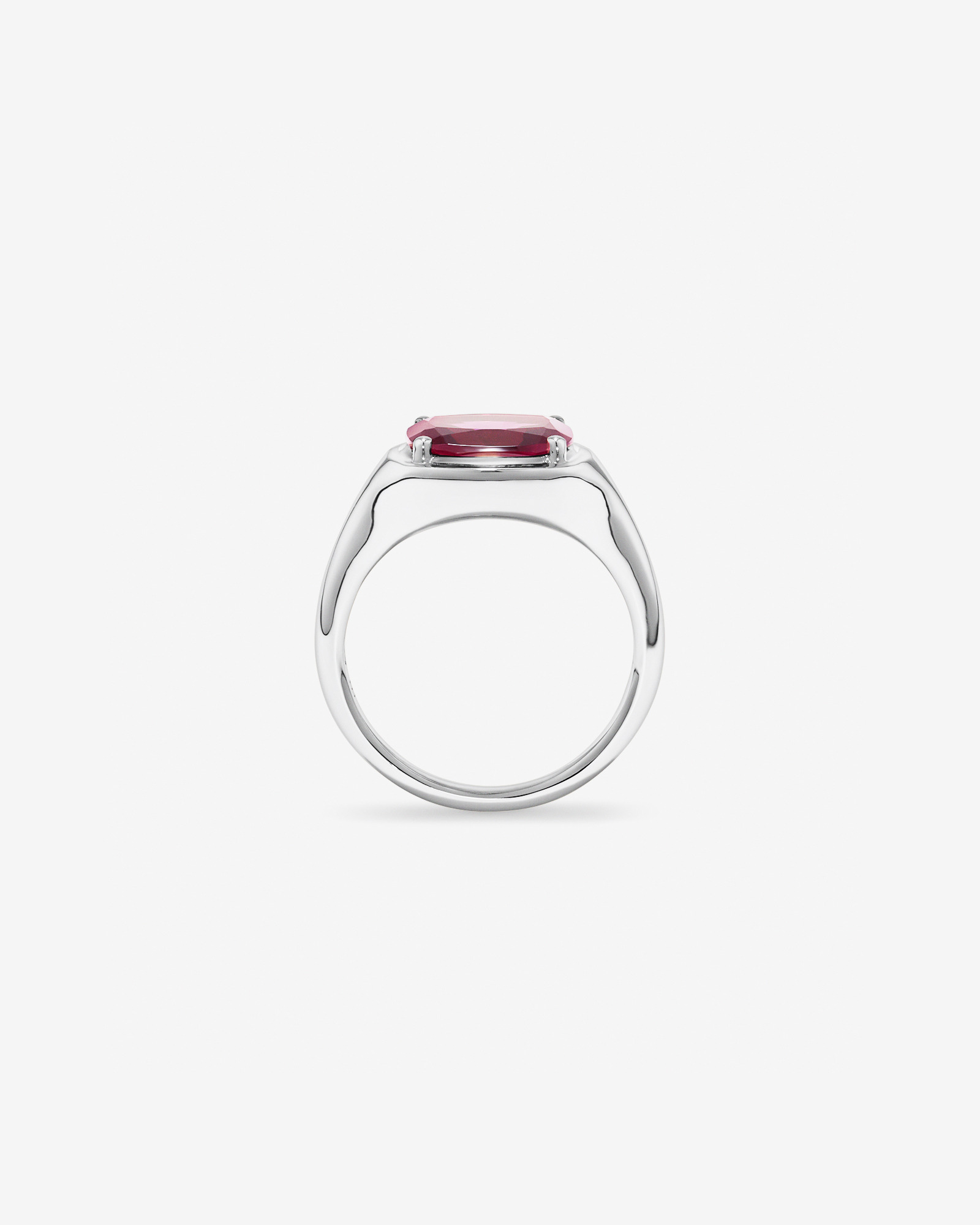 Elongated Cushion Cut Raspberry Rhodolite Garnet East-to-West Set Ring 10kt Gold