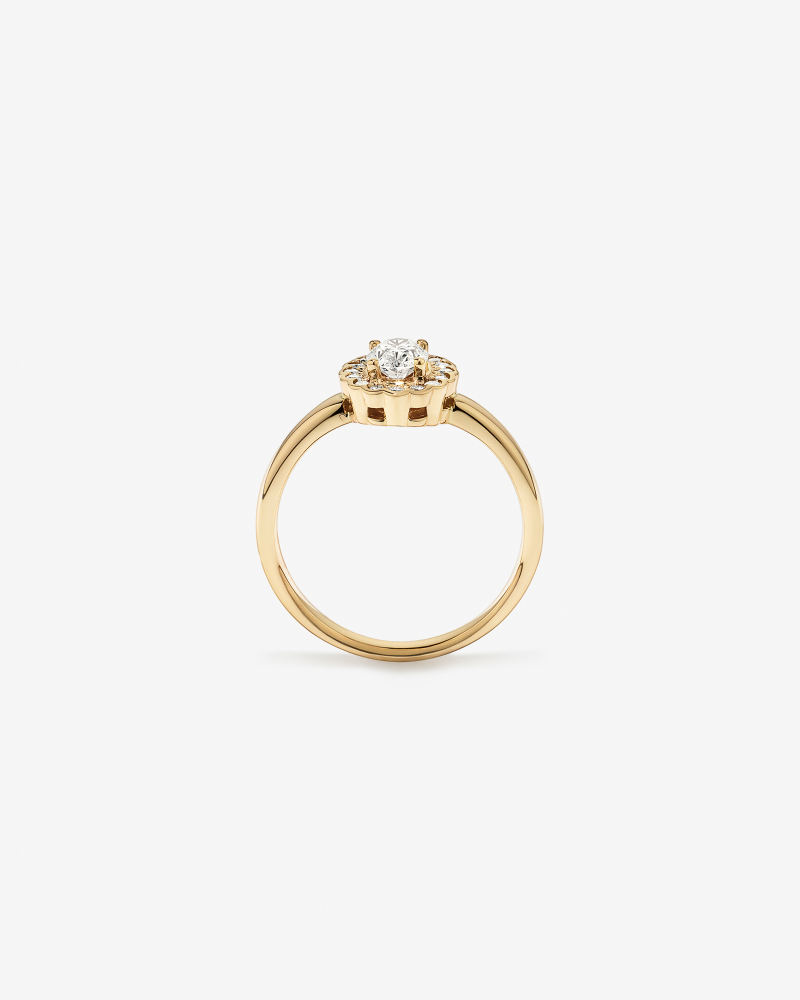 Carat TW Oval Diamond Floral Halo Ring 14kt Yellow Gold