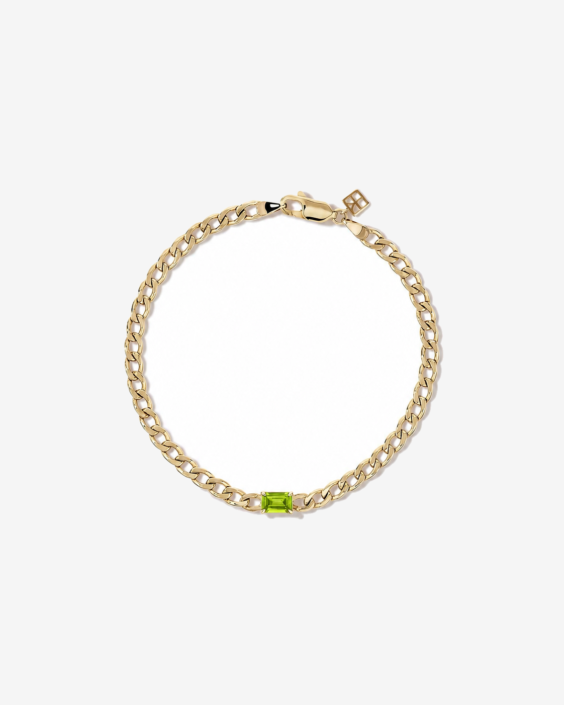 Peridot Curb Link Bracelet in 10kt Yellow Gold