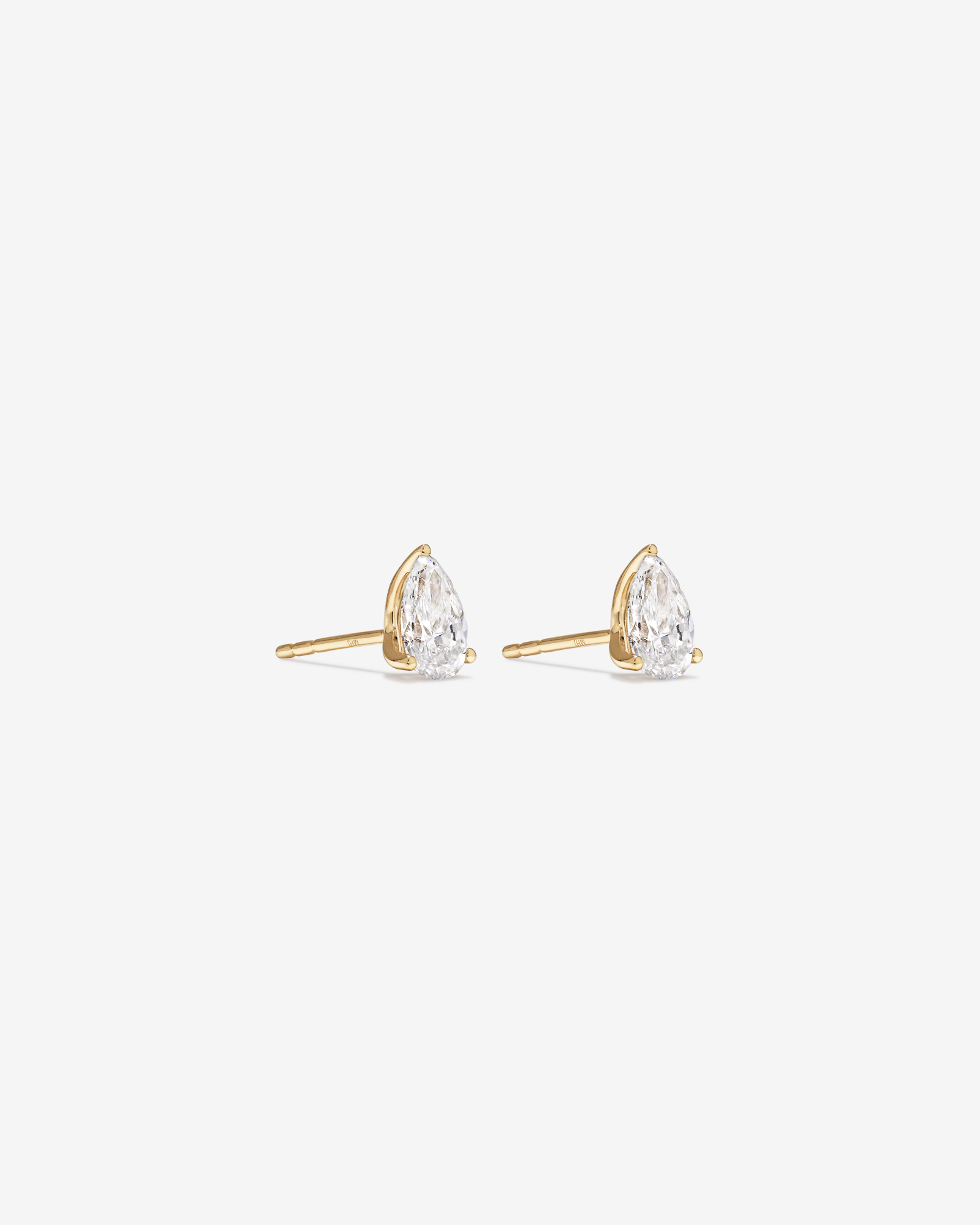 1.00 Carat TW Pear Cut Laboratory-Grown Diamond Solitaire Stud Earrings in 10kt Yellow Gold
