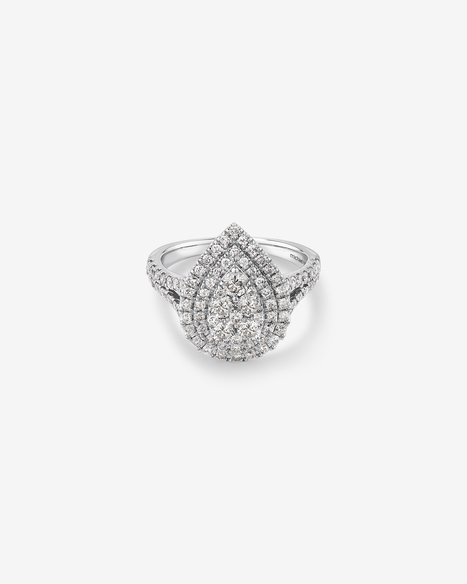 Bague halo de diamants en forme de poire de 1,30 carat en or blanc 10 kt
