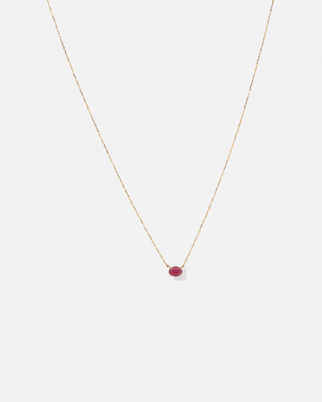 Oval East-West Ruby Necklace in 10kt Yellow Gold