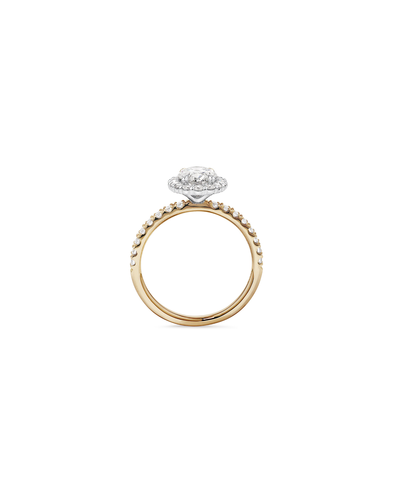 1.78 Carat TW Oval Laboratory-Grown Diamond Halo Engagement Ring in 14kt Yellow and White Gold