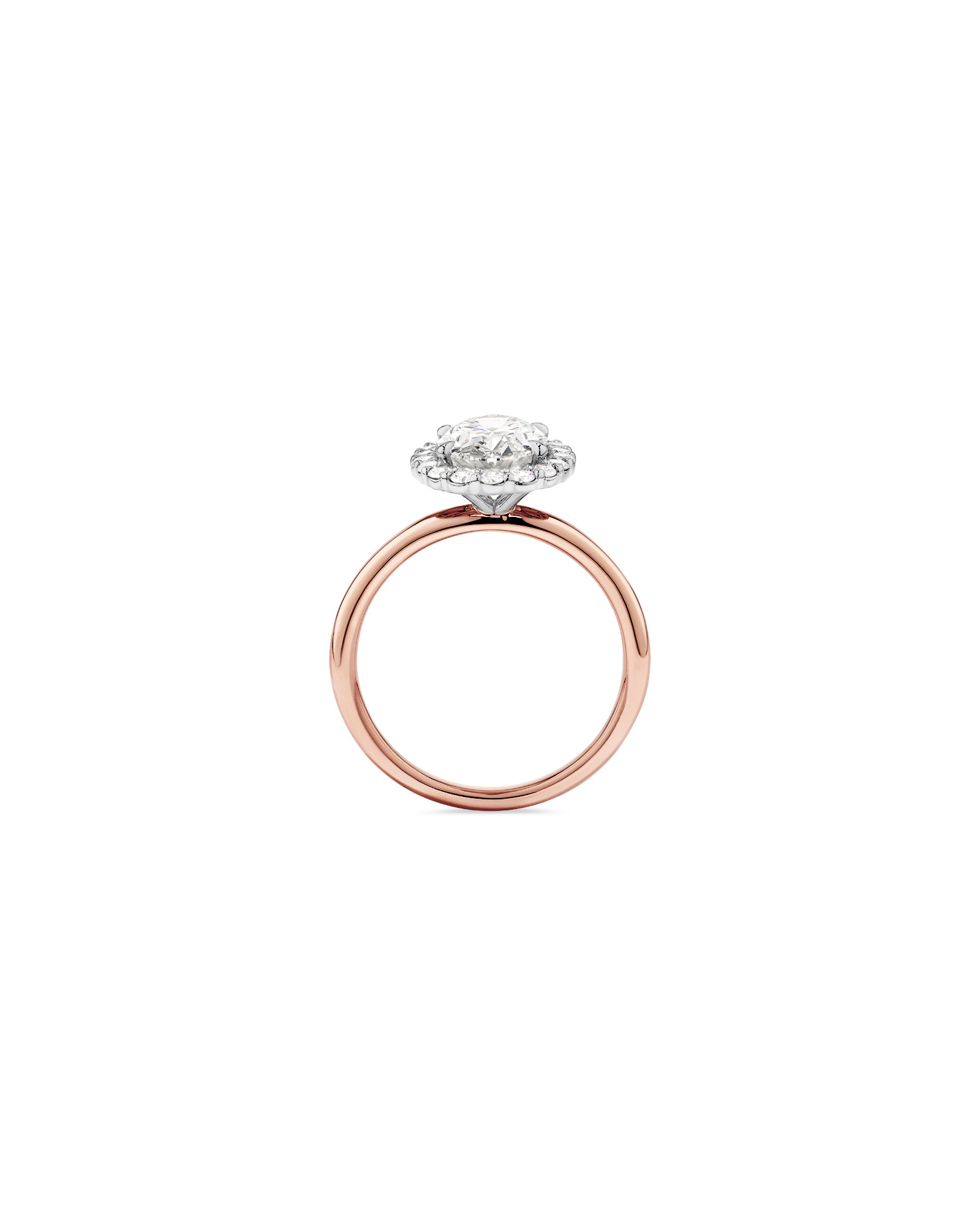 2.34 Carat TW Oval Cut Laboratory-Grown Diamond Halo Engagement Ring in 14kt Rose Gold