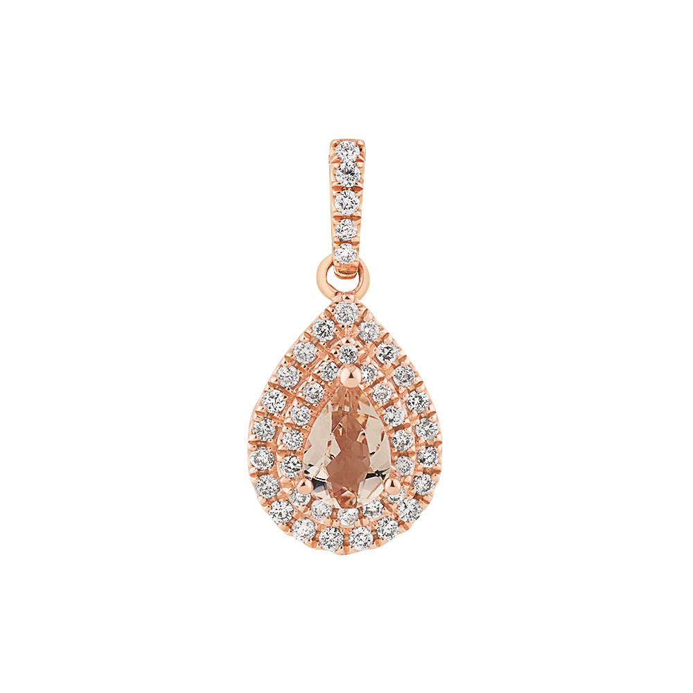 Pendentif griffé en or rose 10 K avec diamants totalisant 0,20 ct et morganite Sir Michael Hill