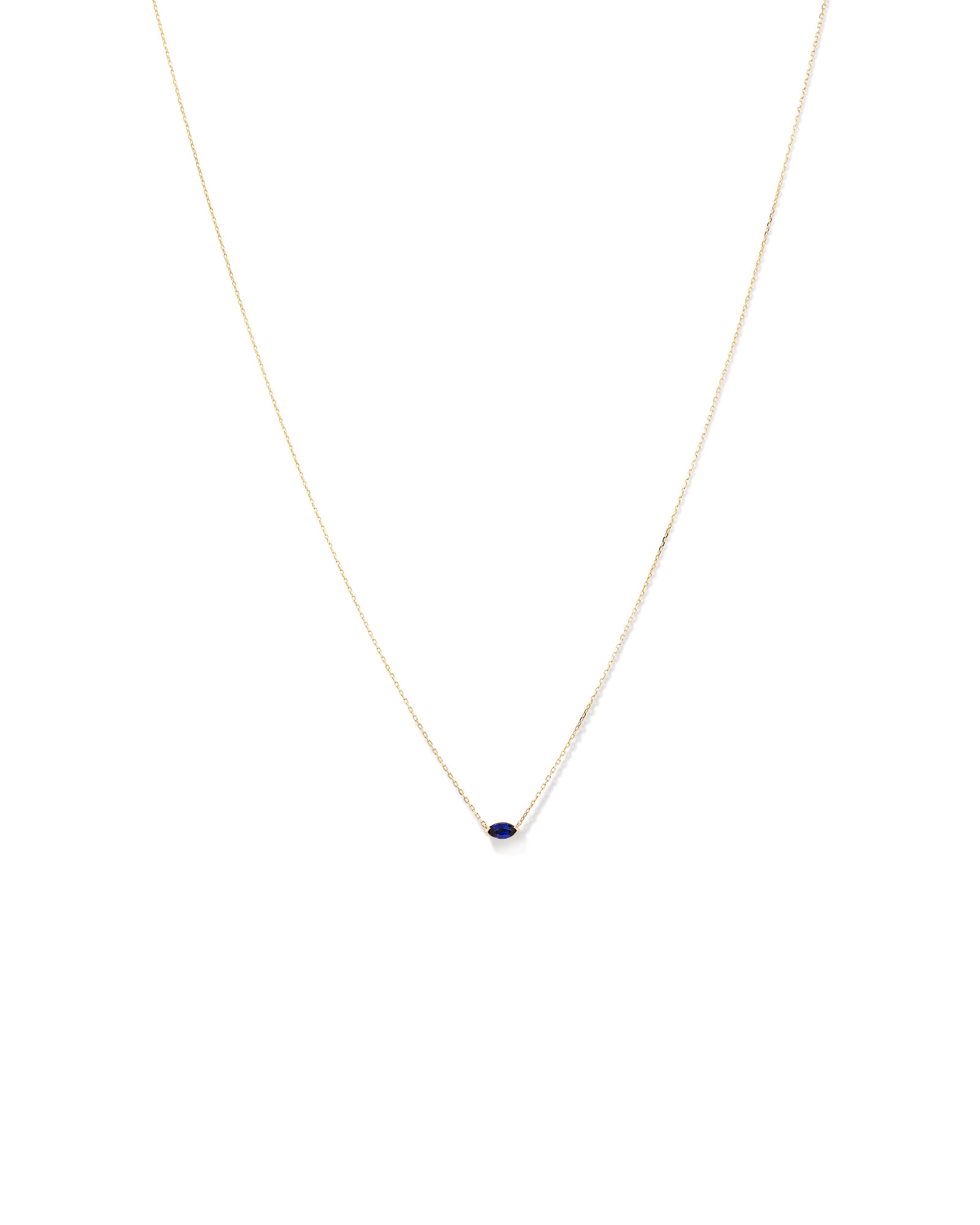 Collier avec Saphir Synthétique Marquise Est-Ouest en Or Jaune 10 carats