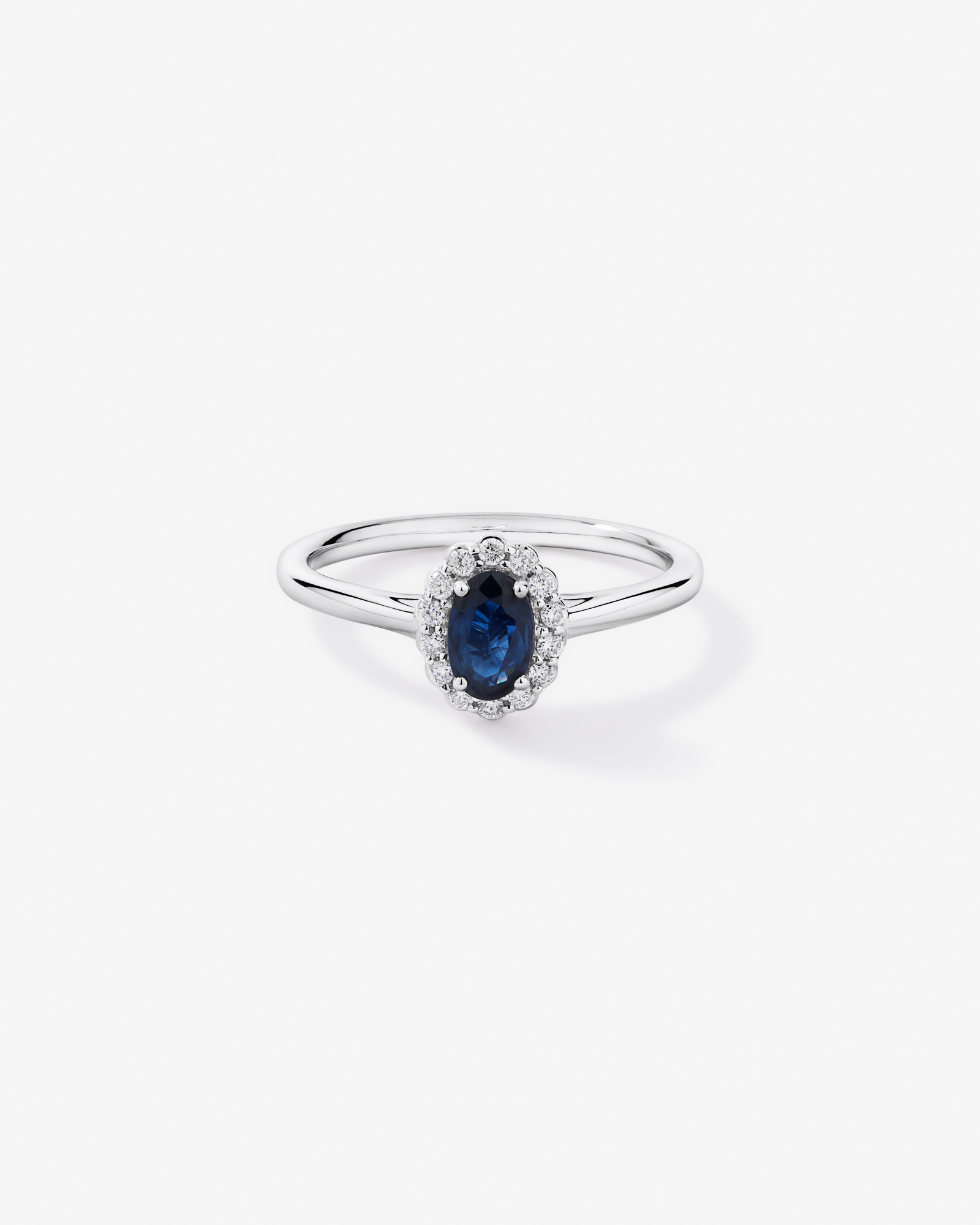 Australian Sapphire & 0.10 Carat TW Diamond Halo Ring 10kt White Gold