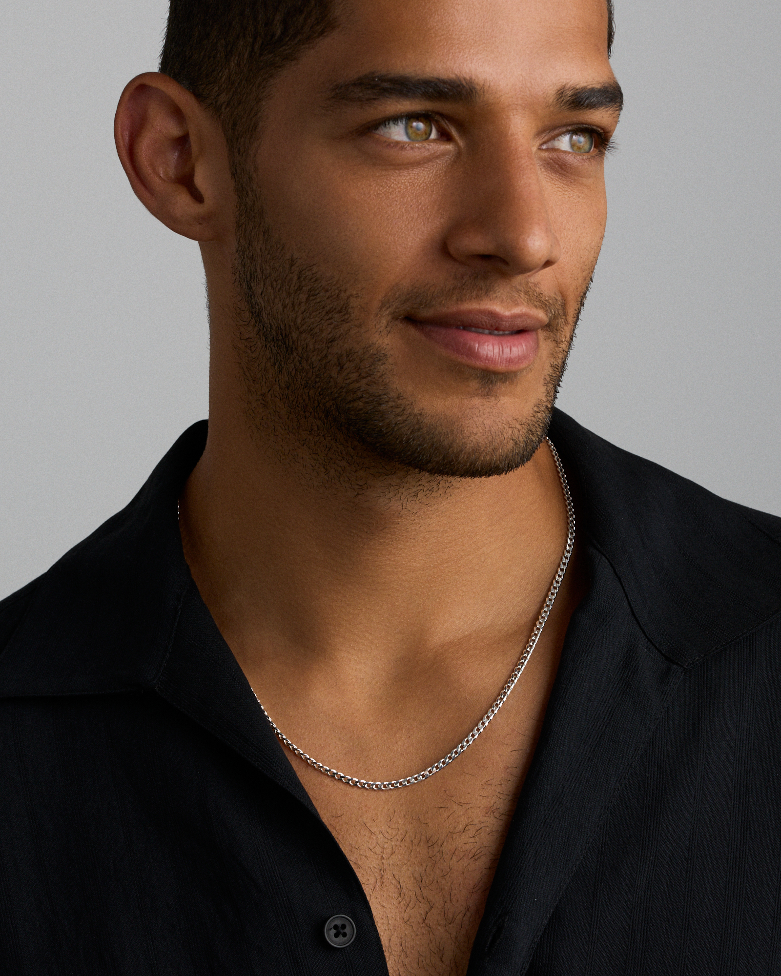 Chaîne gourmette en argent sterling de 60 cm, largeur de 3,4 mm