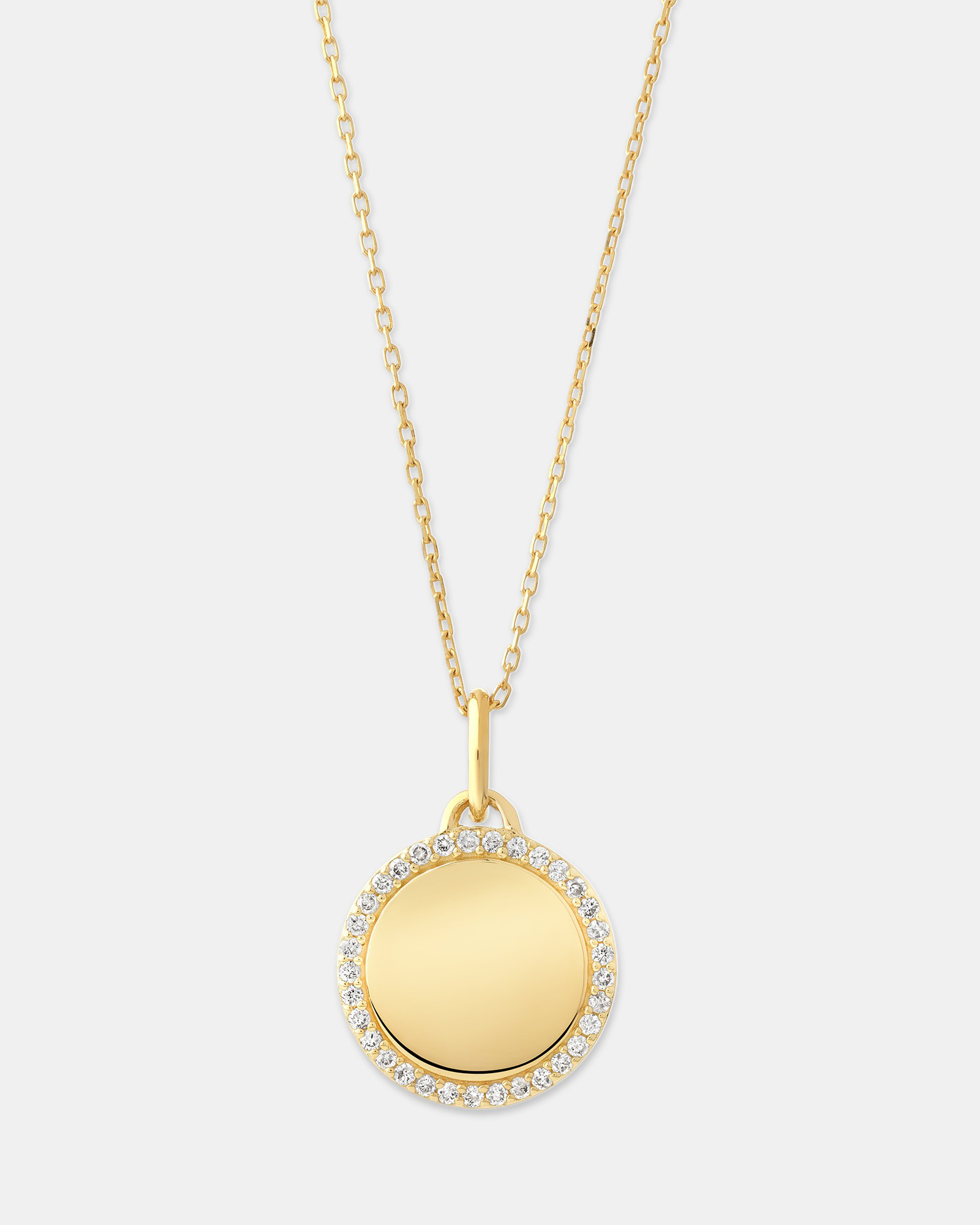 Pendentif cercle contourné de diamants en or jaune 10kt