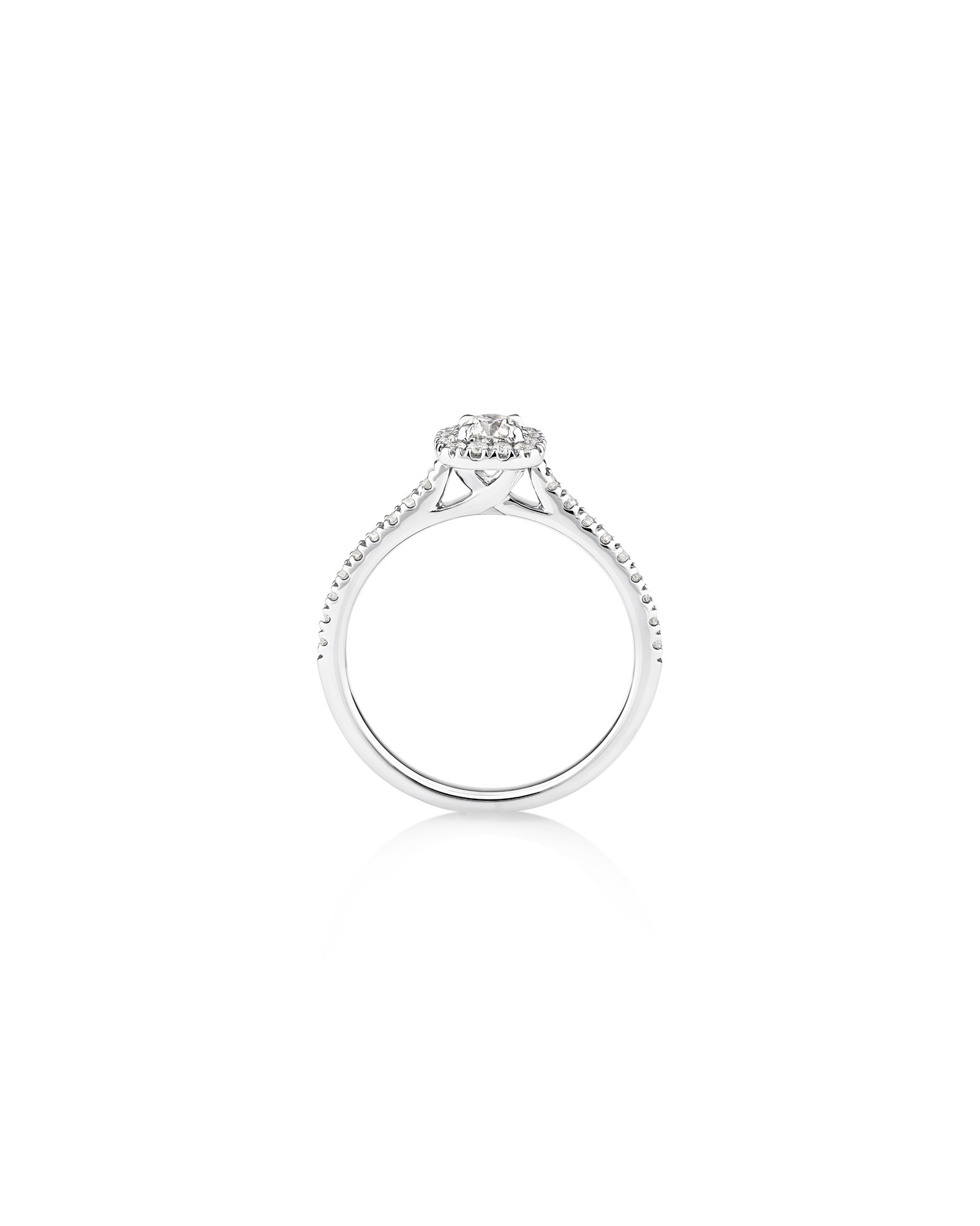 Round Brilliant Cushion Shaped Halo Ring with 0.50 Carat TW of Diamonds in 14kt White Gold