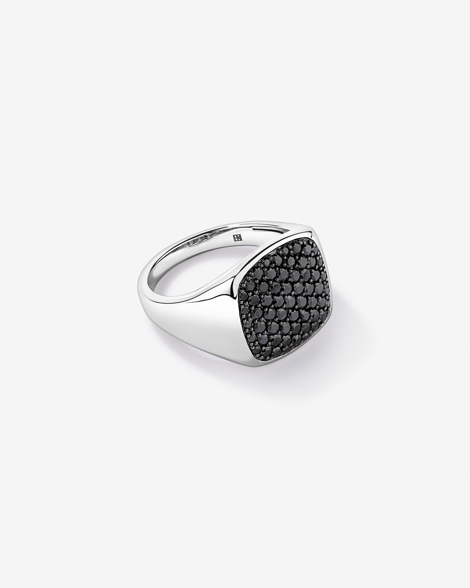1.50TDW Black Diamond Pavé Signet Ring in Sterling Silver