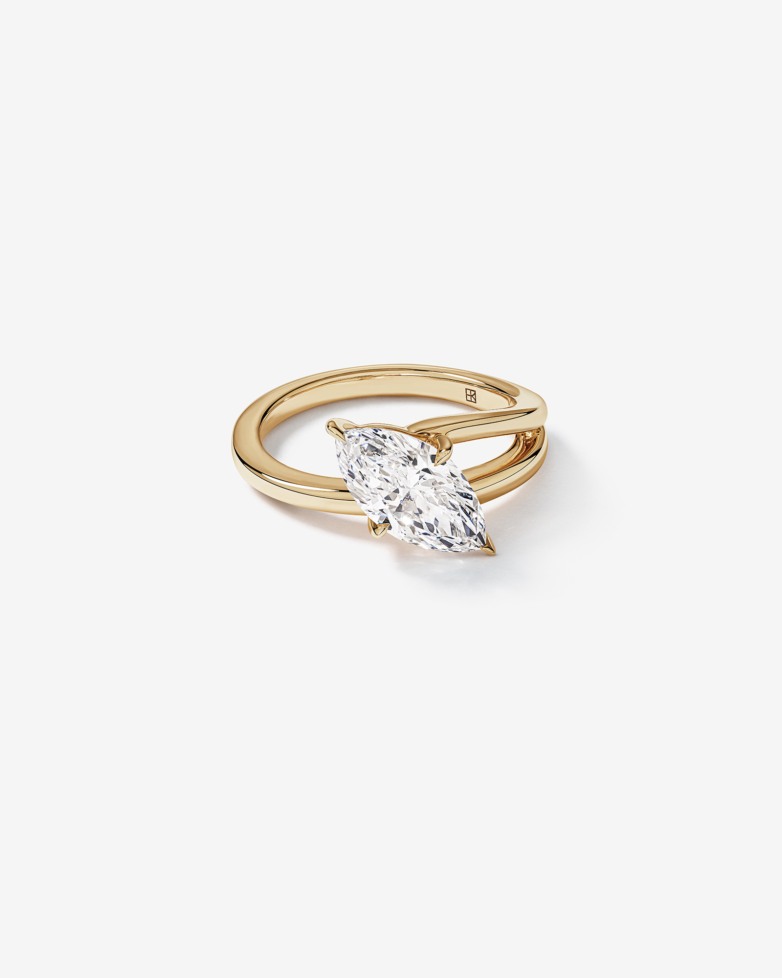 2.00 Carat TW East West Marquise Cut Laboratory-Grown Diamond Double Band Engagement Ring 14kt Yellow Gold