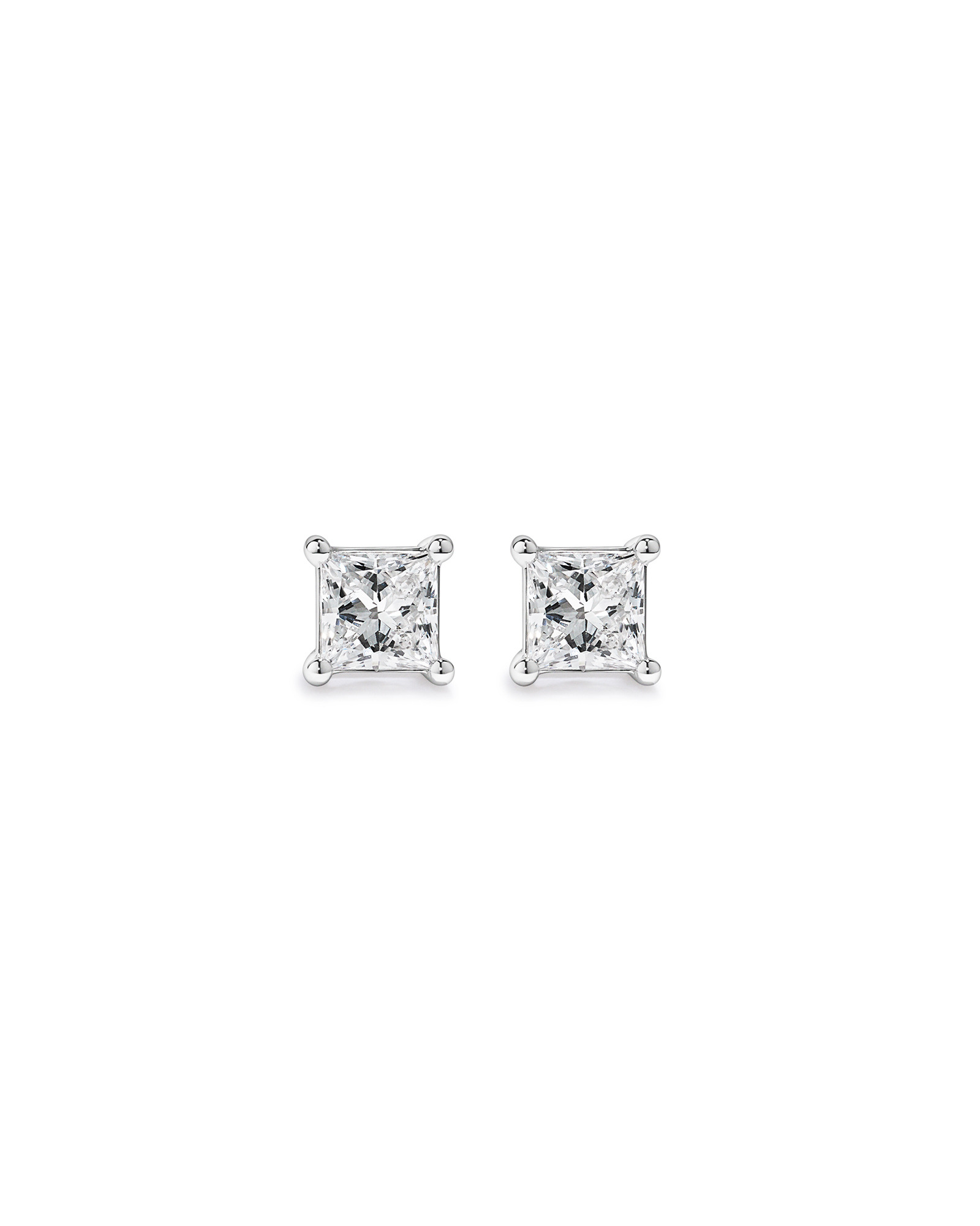 1.00TW Lab Diamond Princess Solitaire Studs 10kt White Gold