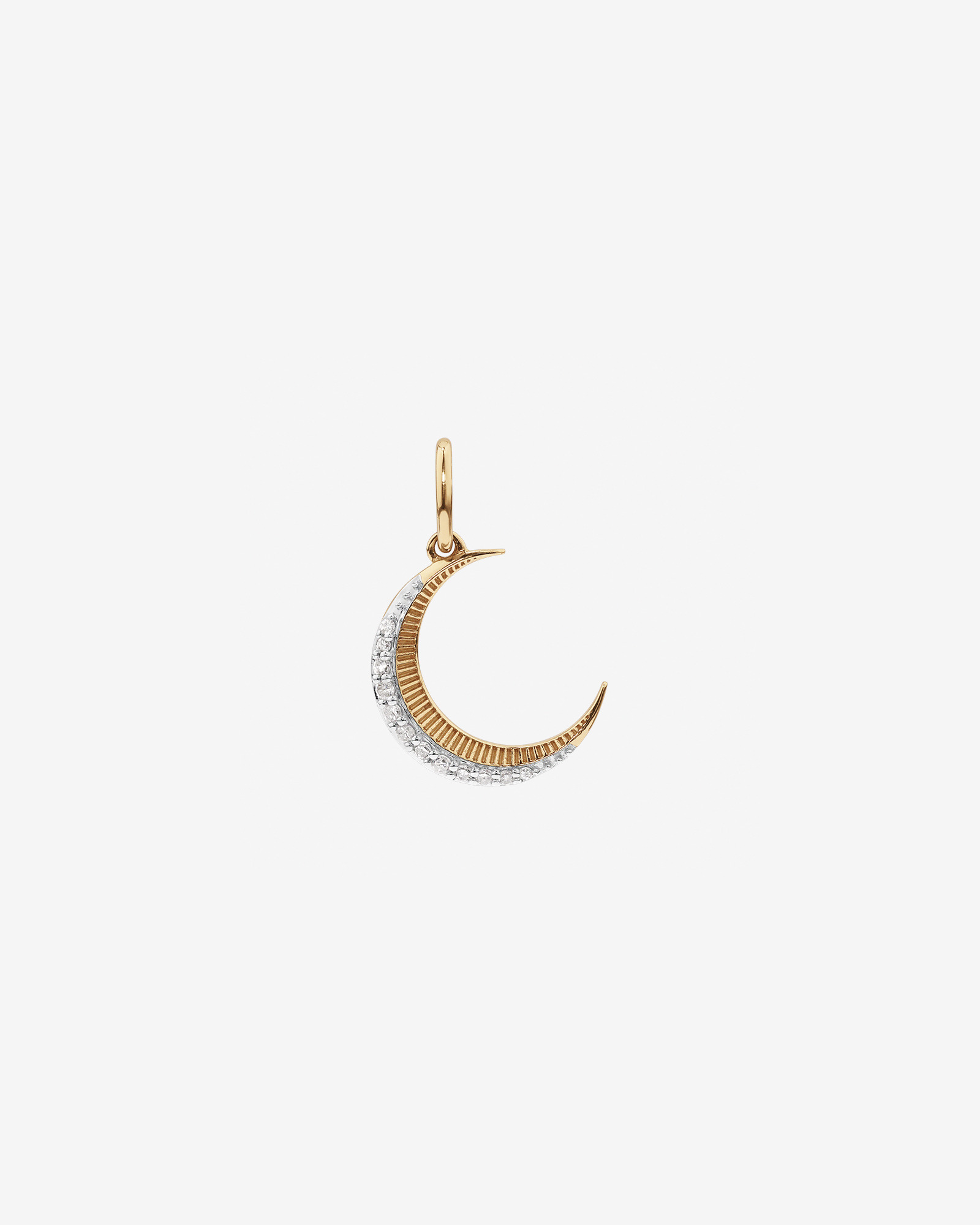 Pendentif Croissant de Lune en diamant en or jaune 10 carats