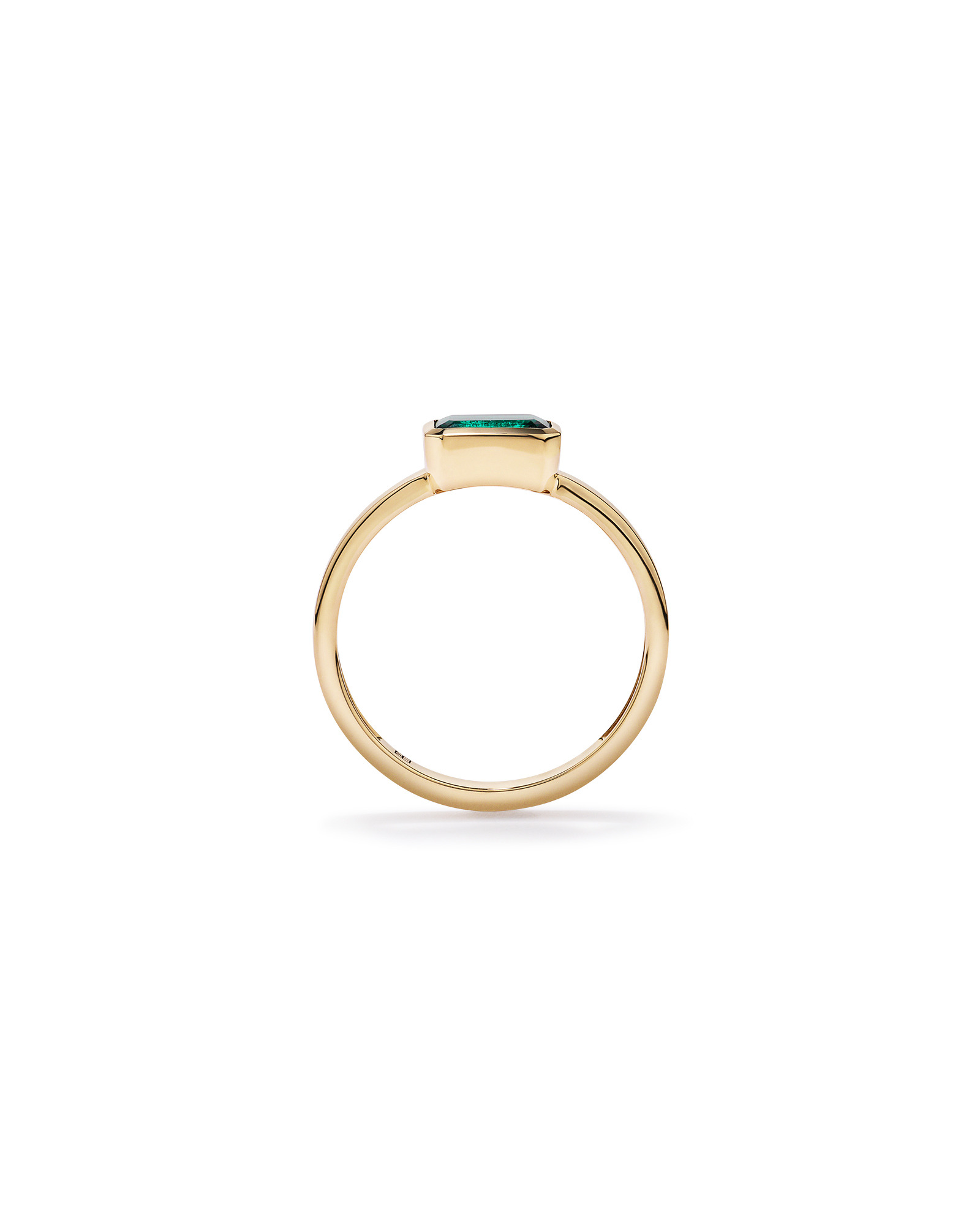 Created Emerald Bezel Ring 10kt Yellow Gold