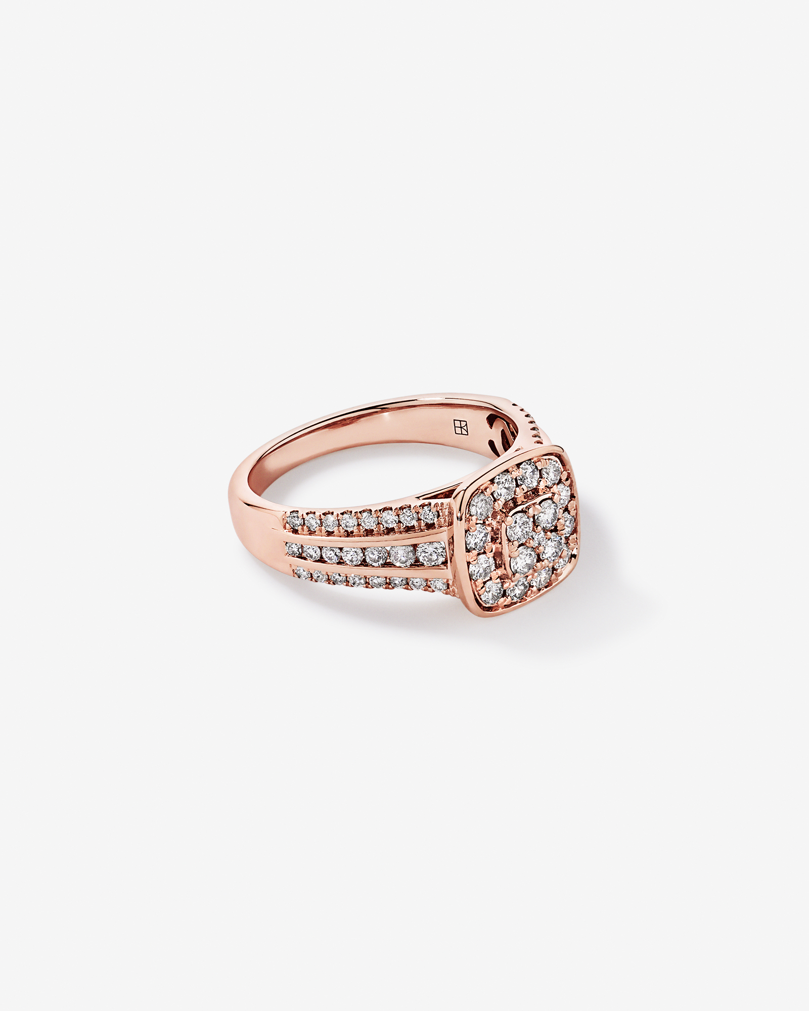 0.85 Carat TW Cushion-Shaped Diamond Cluster Ring 10kt Rose Gold
