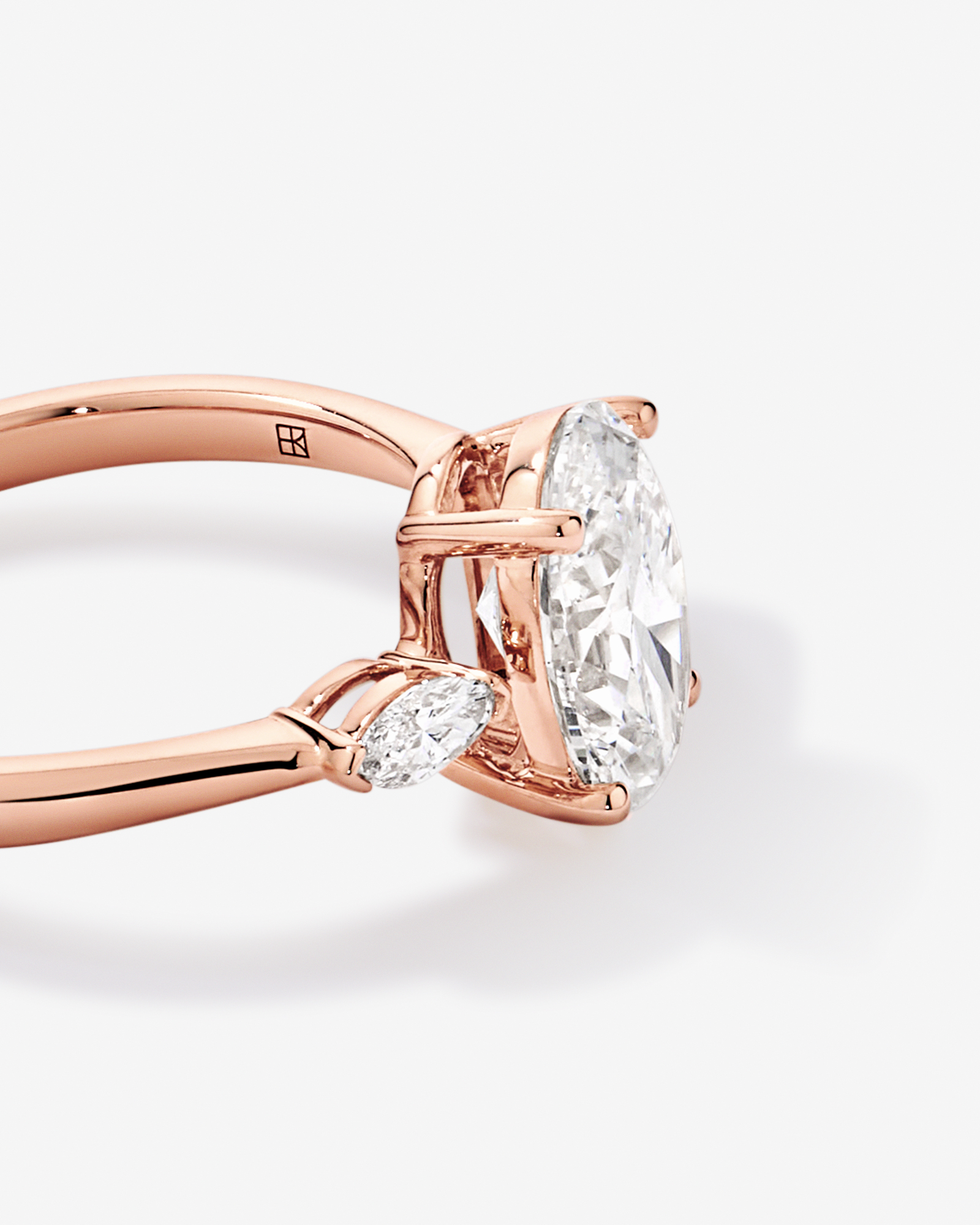 2.18 Carat TW Laboratory-Grown Diamond Oval and Marquise Three-Stone Ring 14kt Rose Gold