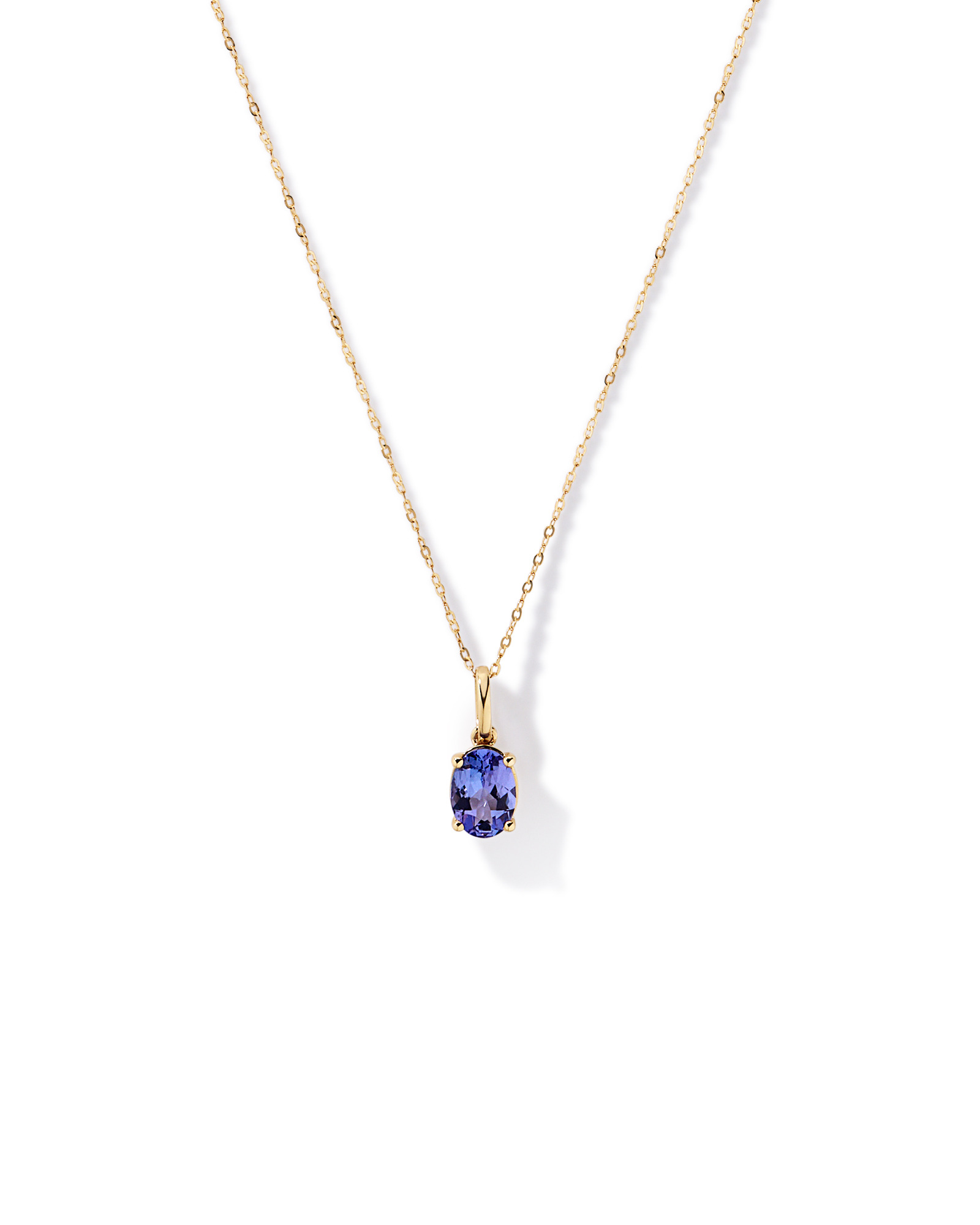 Tanzanite Solitaire Pendant With Chain in 10kt Yellow Gold