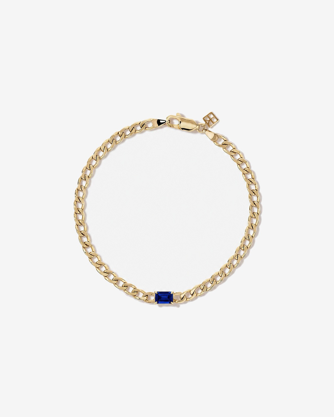 Bracelet gourmette Saphir créé en or jaune 10 ct