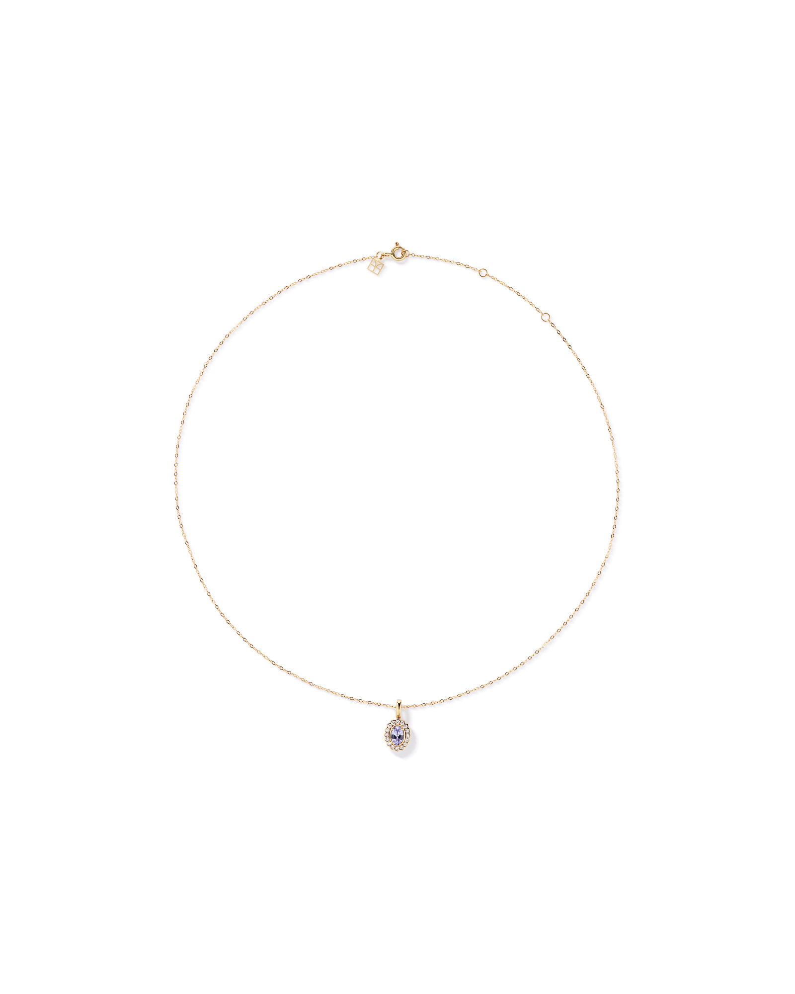 Tanzanite & 0,15TW de pendentif Halo en diamant avec chaîne en or jaune 10kt
