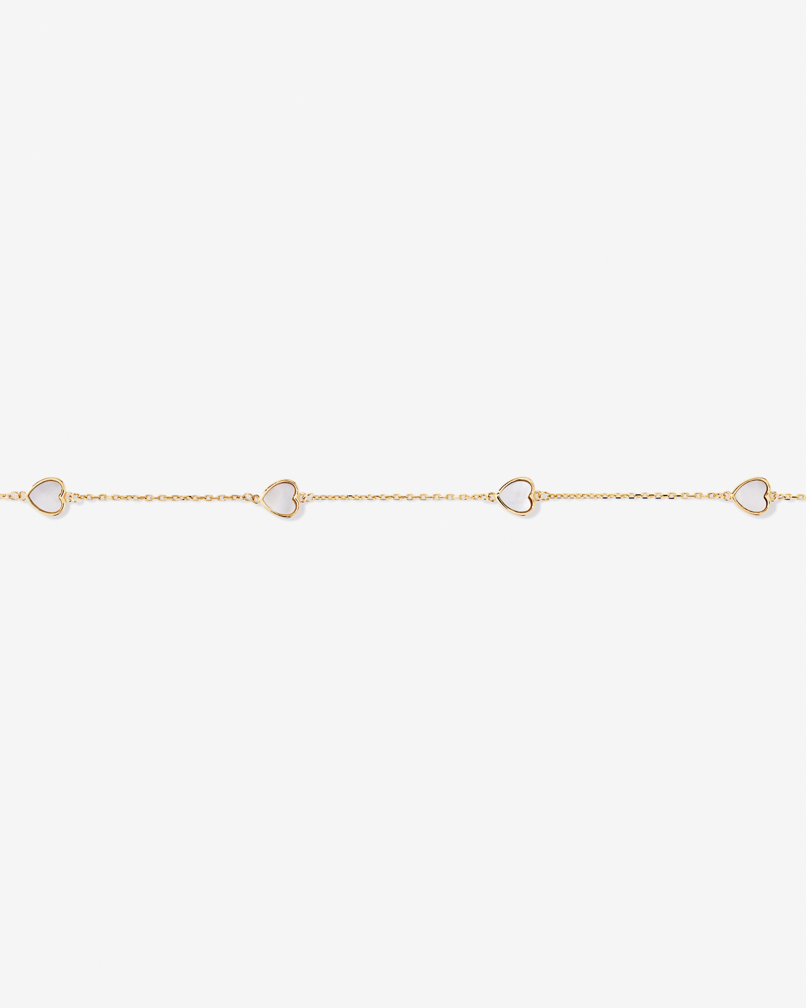 19cm (7.5") Mother of Pearl Heart Station Bracelet in 10kt Yellow Gold