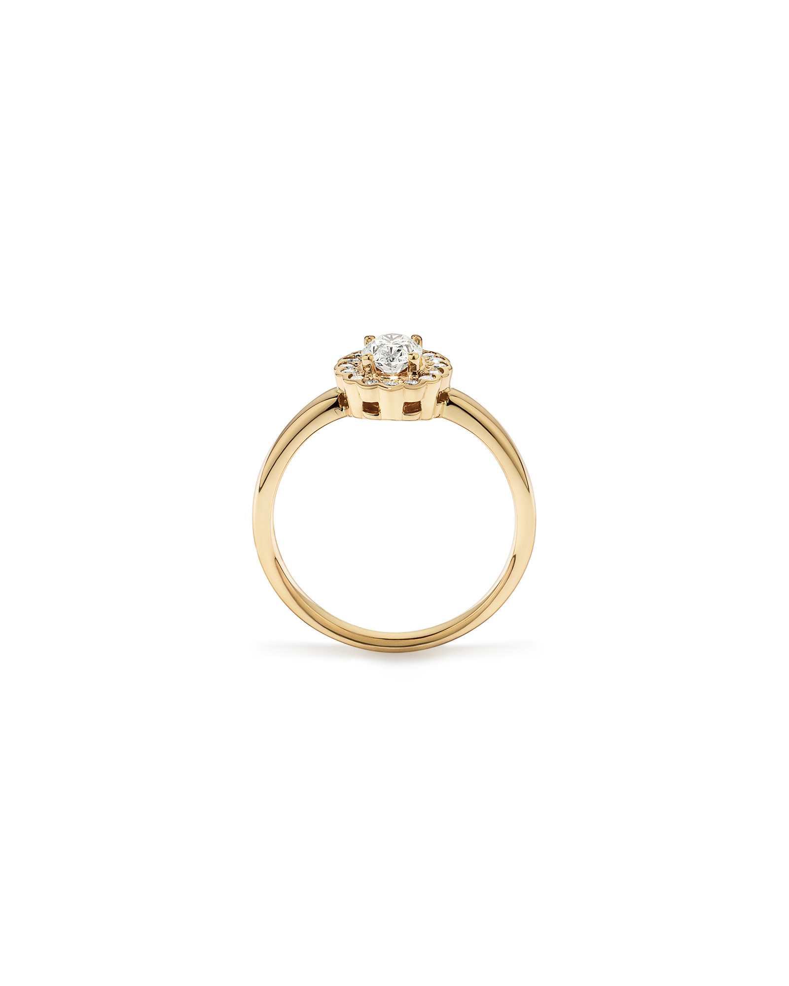 Carat TW Oval Diamond Floral Halo Ring 14kt Yellow Gold