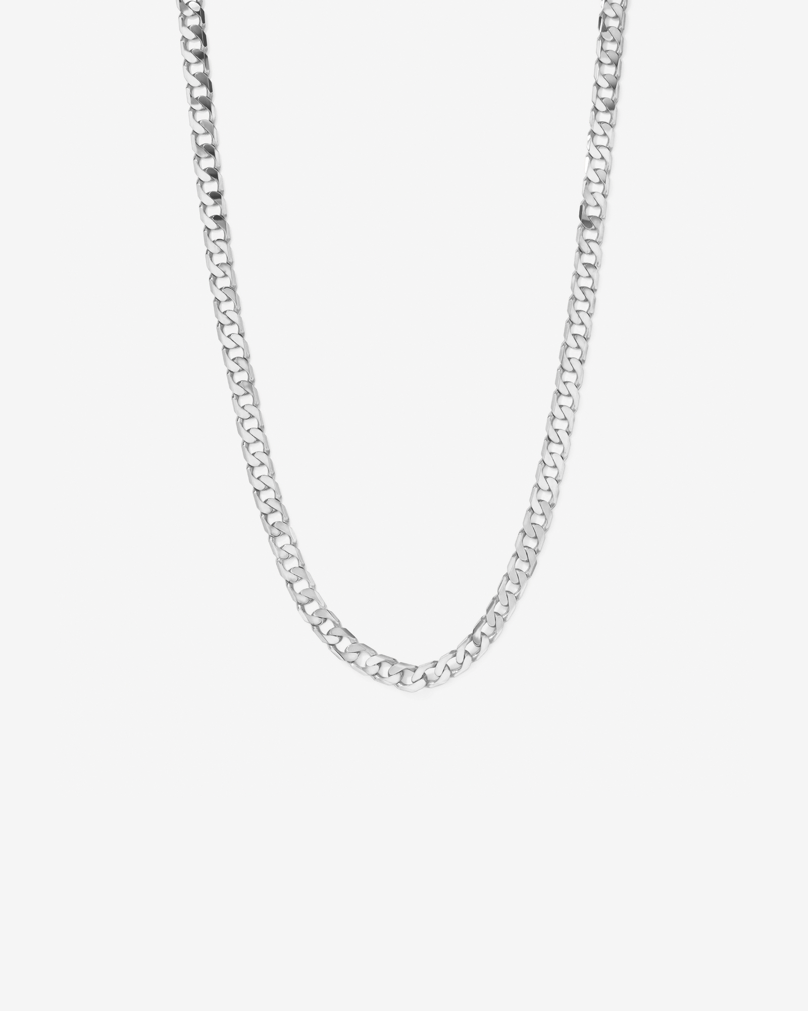 60cm (9") 8.87mm Flat Beveled Curb Chain in 10kt White Gold