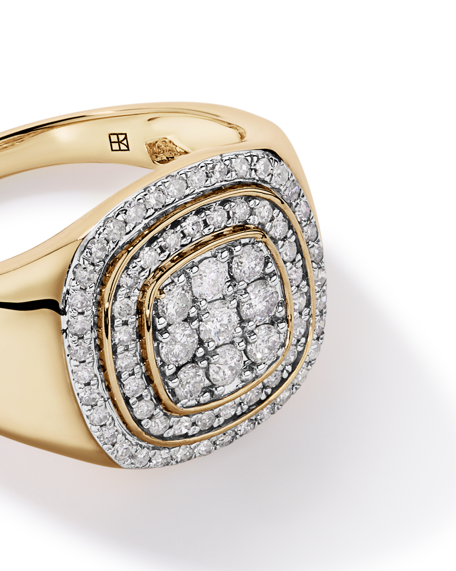 0.75 Carat TW Men’s Diamond Cluster Ring 10kt Yellow Gold