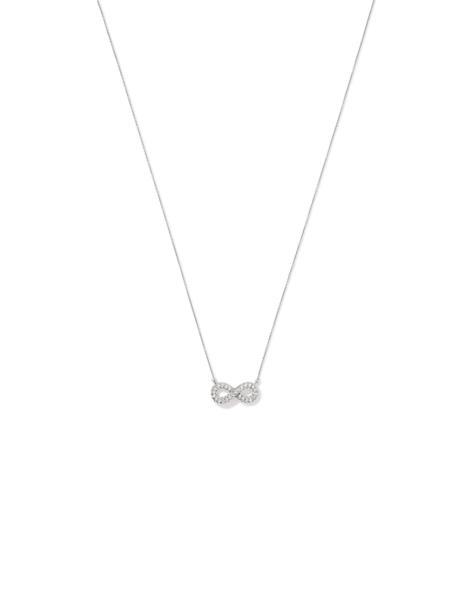 Cubic Zirconia Puff Infinity Pendant Necklace in Sterling Silver