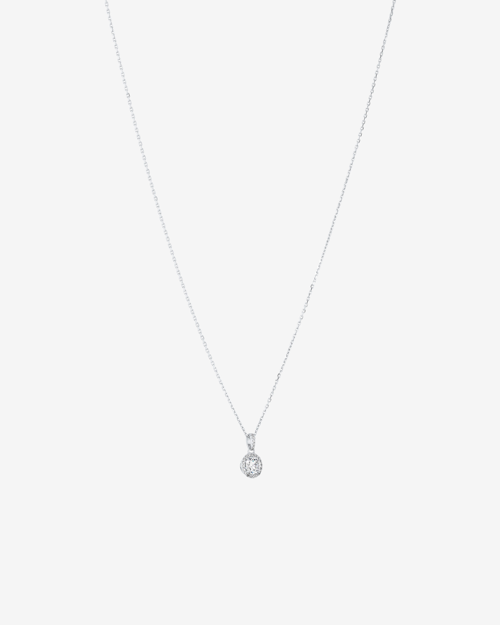 Round Brilliant Cubic Zirconia Halo Pendant Necklace in Sterling Silver