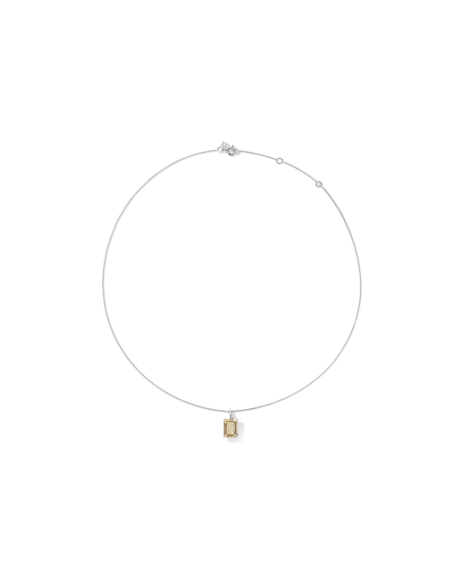 Emerald Cut Soft Champagne Citrine Pendant with Chain in Sterling Silver