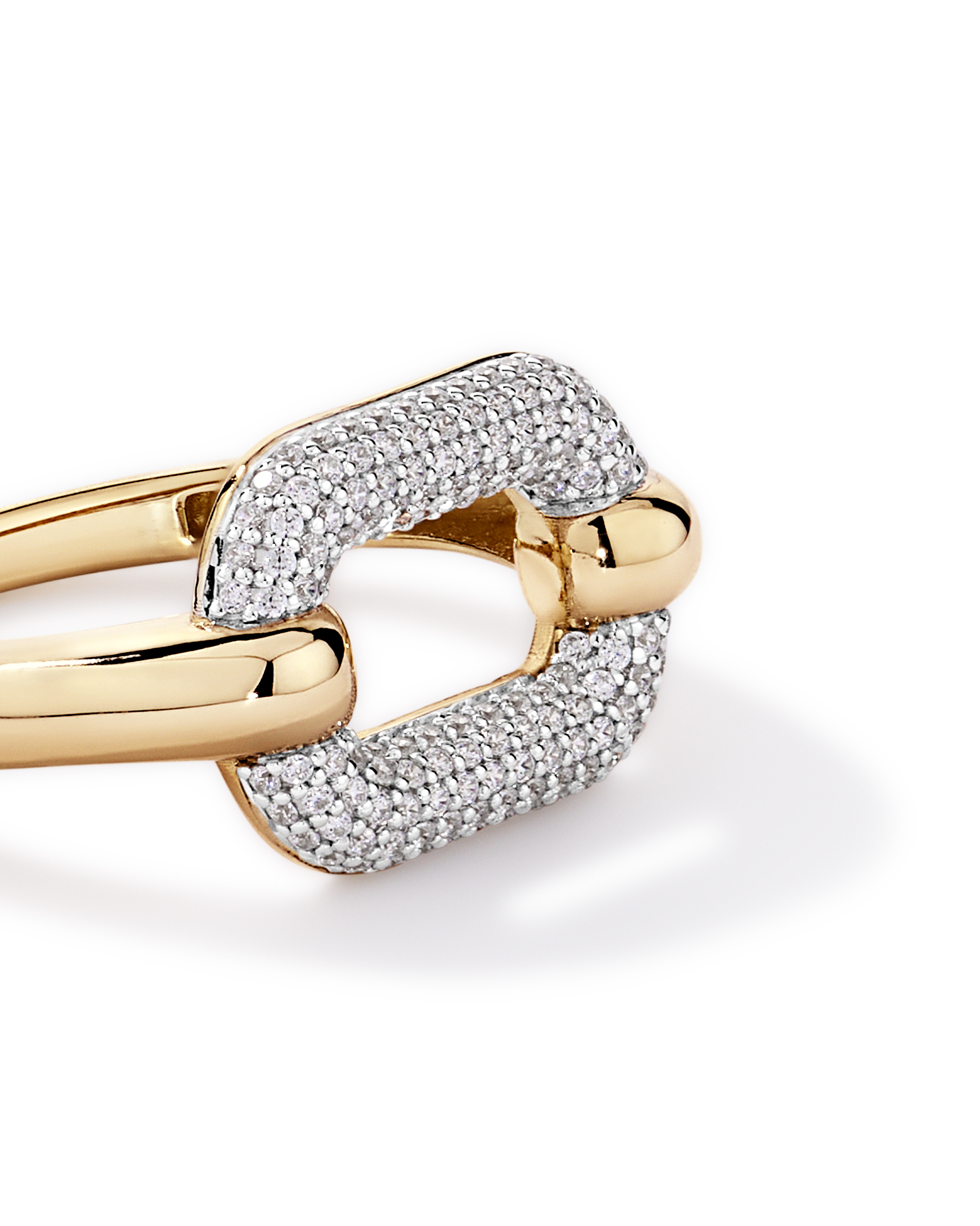 Anneau Luxe Links avec zirconie cubique en Vermeil 18 kt