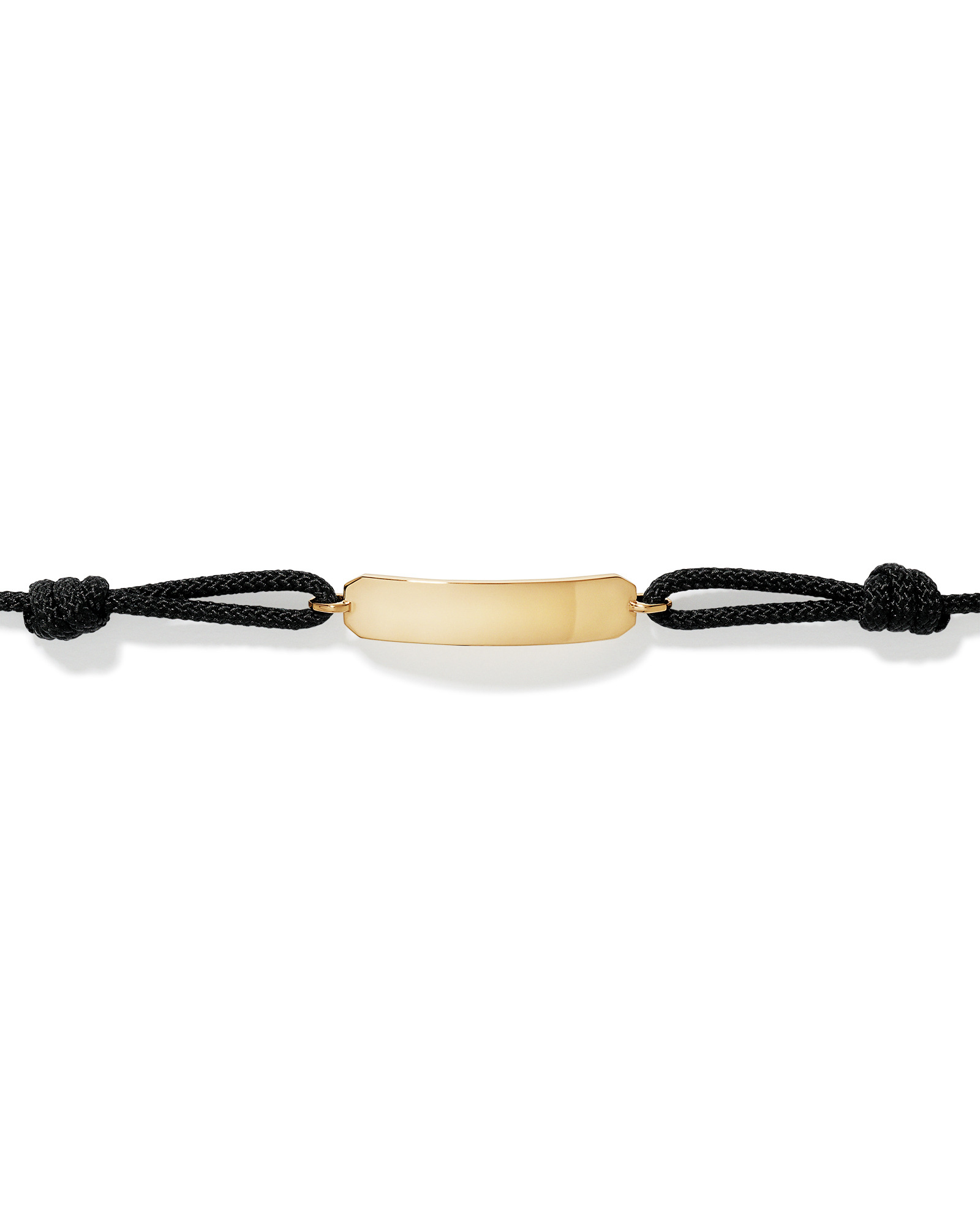 Engravable Black Cord ID Bracelet in 10kt Gold