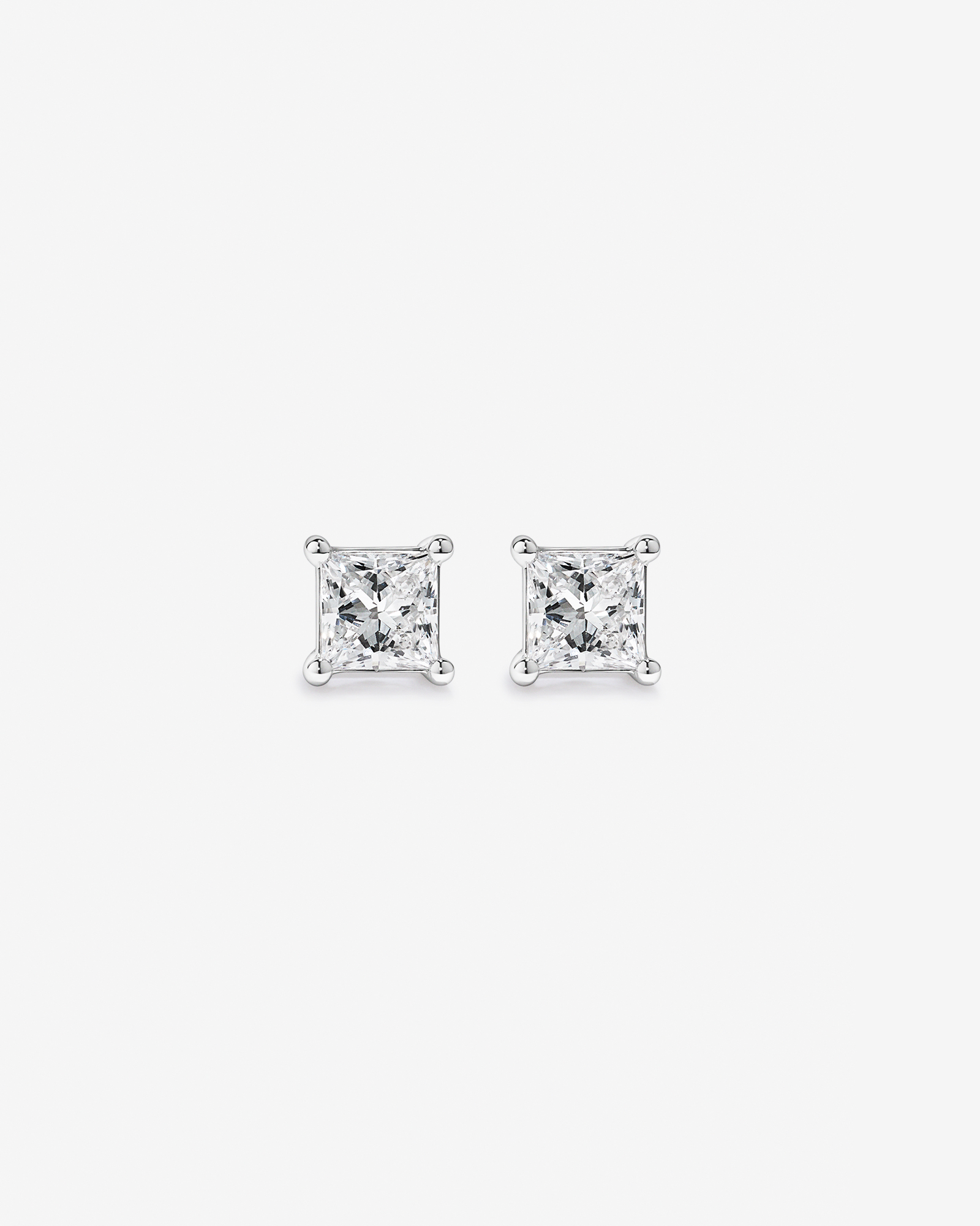 1.00TW Lab Diamond Princess Solitaire Studs 10kt White Gold