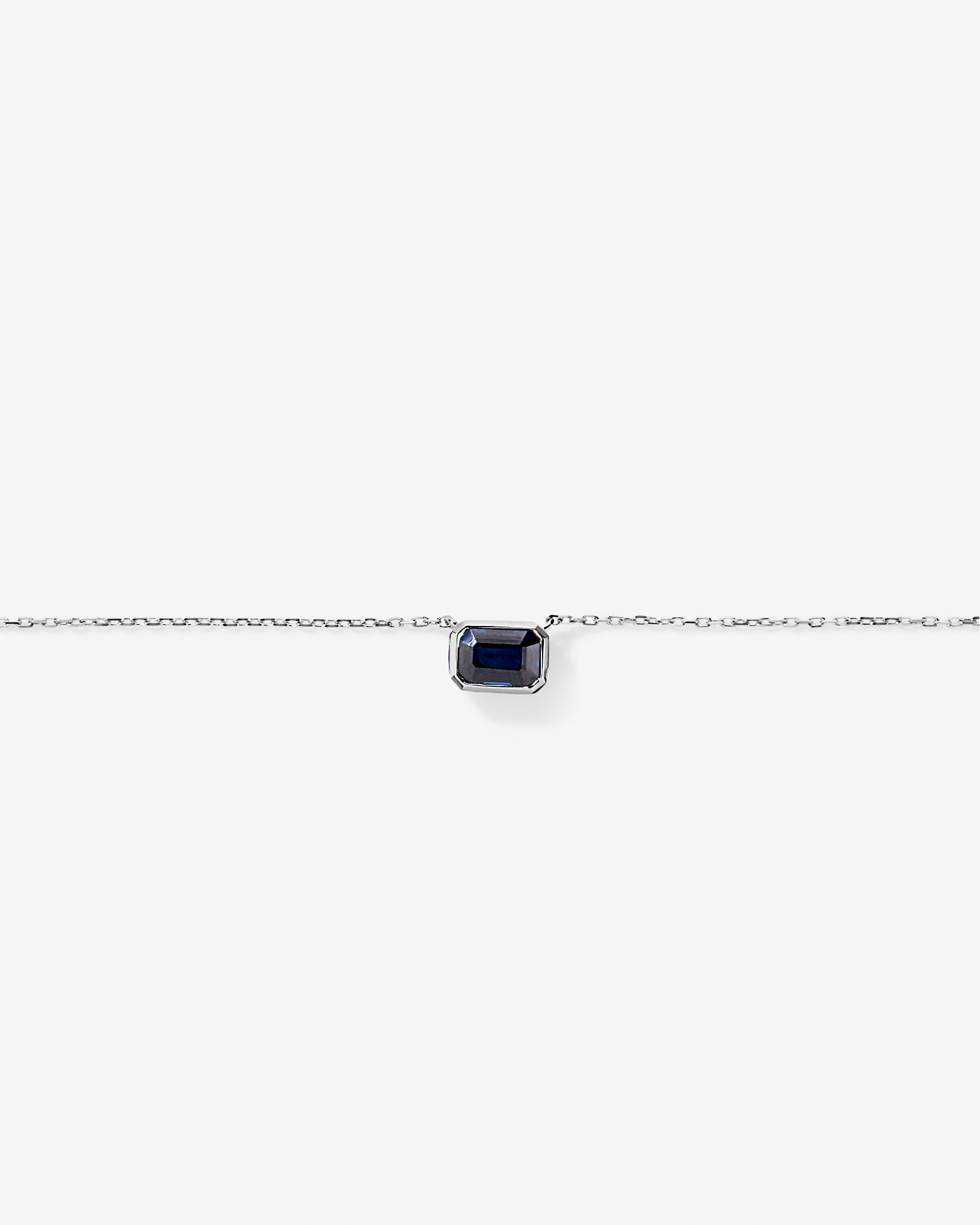 Australian Sapphire Emerald Cut Bezel Set Necklace in 10kt Gold