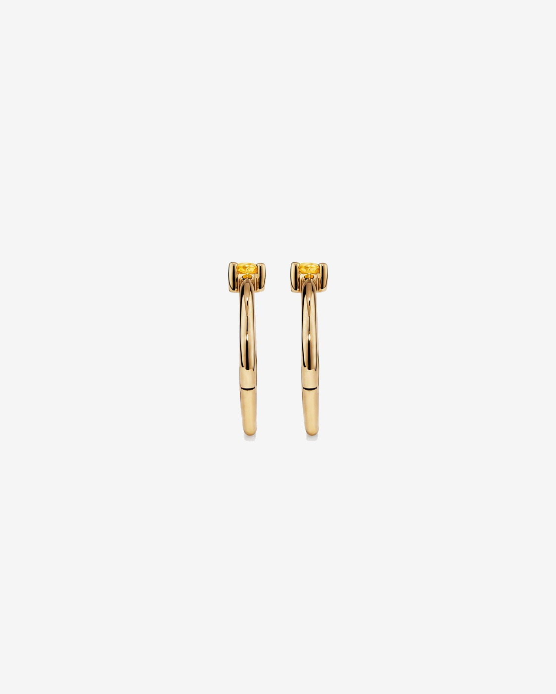 Créoles dormeuses en or jaune 10 carats avec citrine de 10 mm