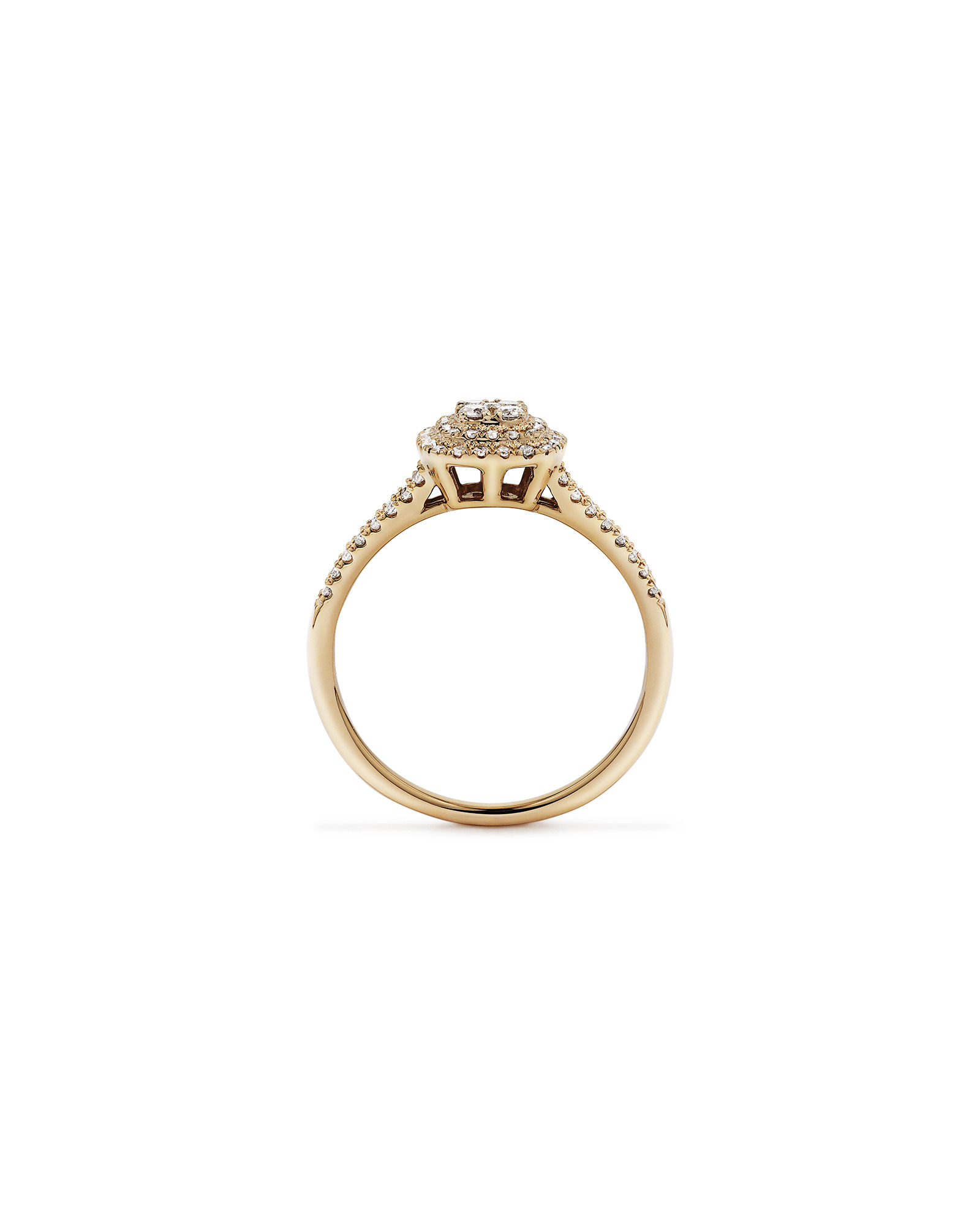 0.30 Carat TW Cushion Shaped Cluster Halo Diamond Ring in 10kt Yellow Gold