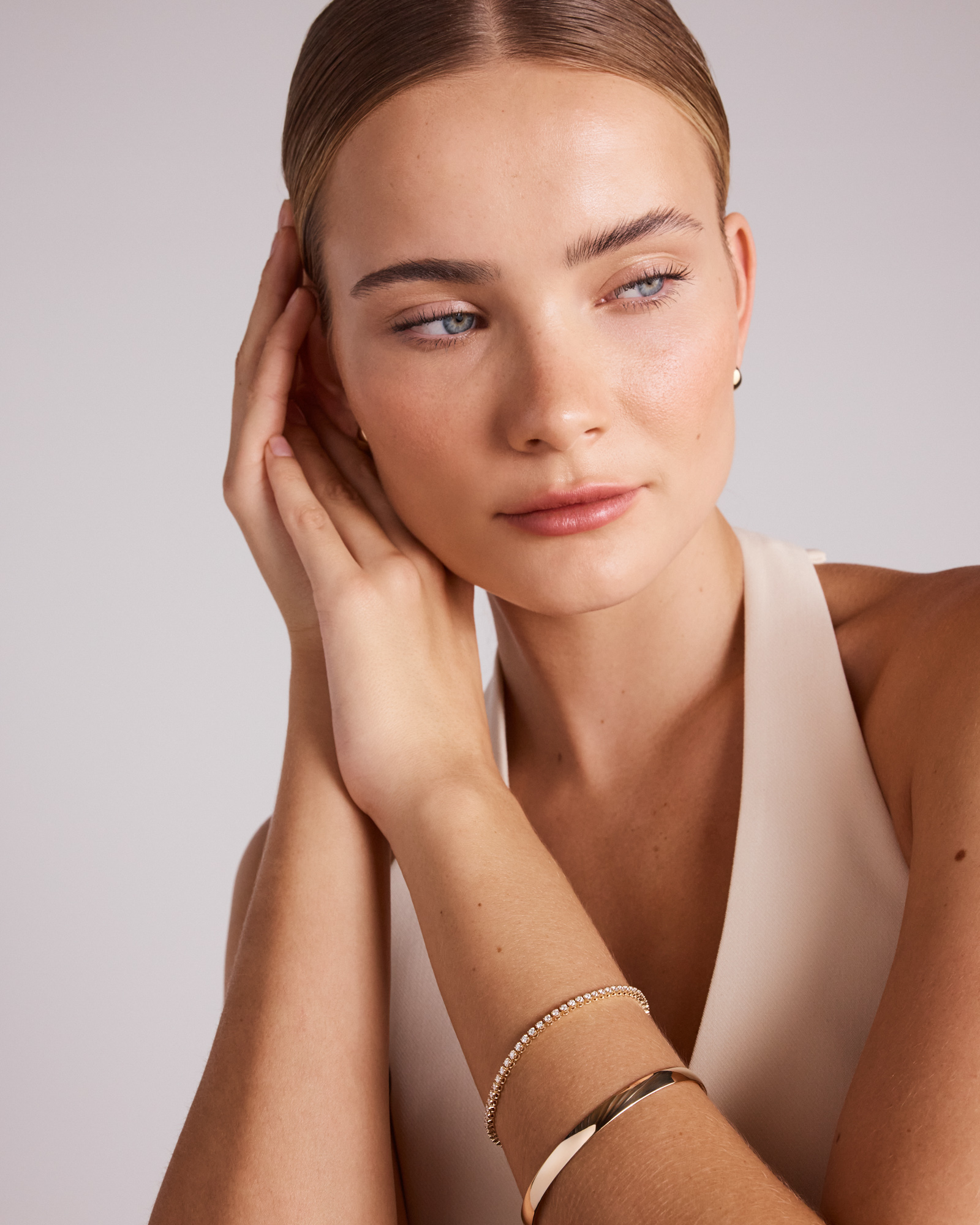 1,80 carat TW bracelet tennis avec diamants de laboratoire en or jaune 10 kt