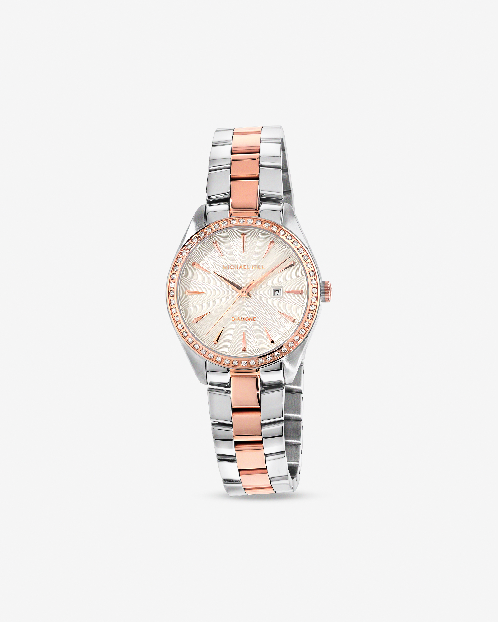 Two-Tone Women's Diamond Quartz Watch in Rose Gold Tone Stainless Steel