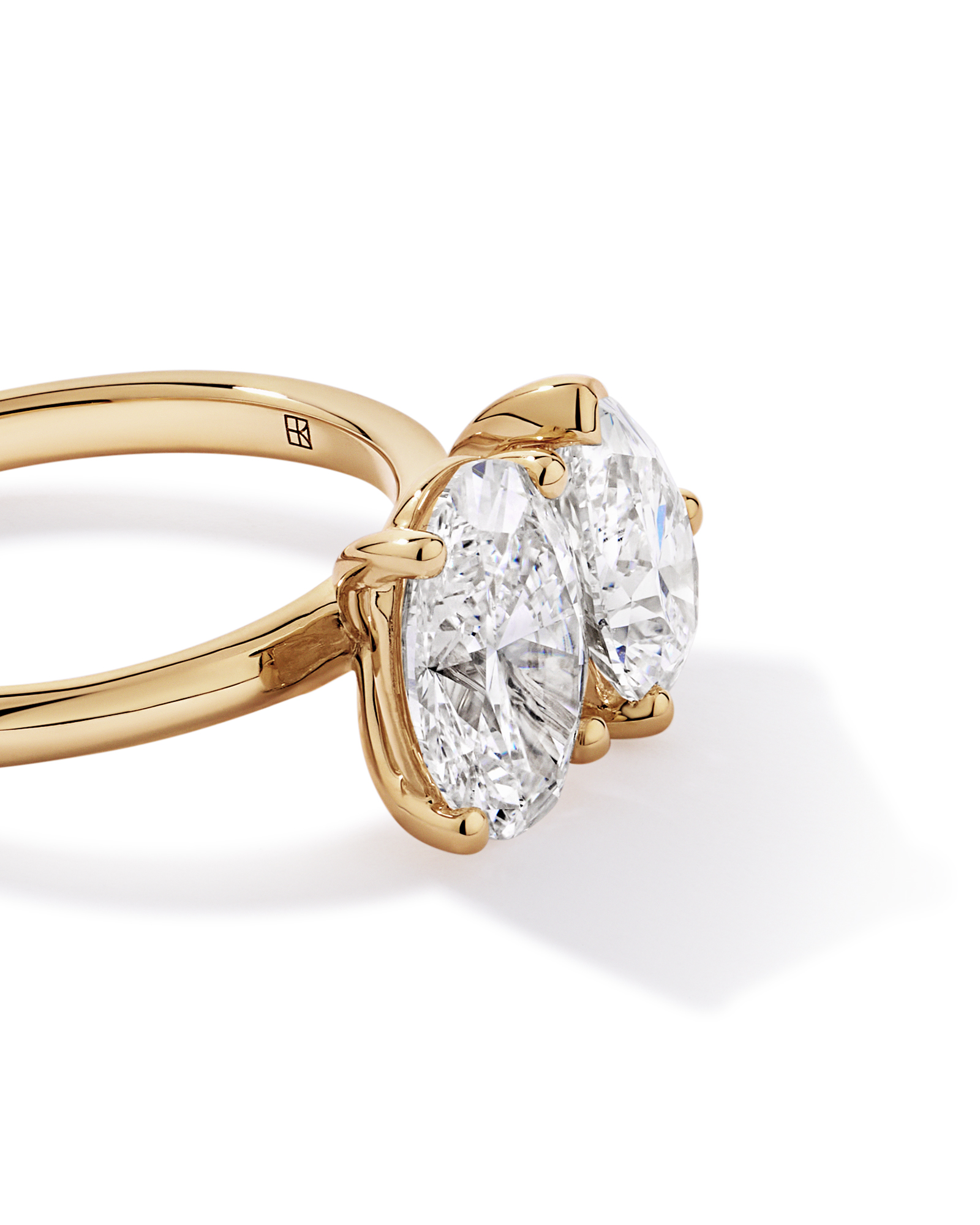 3.00TW Pear and Oval Laboratory-Grown Diamond Two Stone Engagement Ring 14kt Yellow Gold
