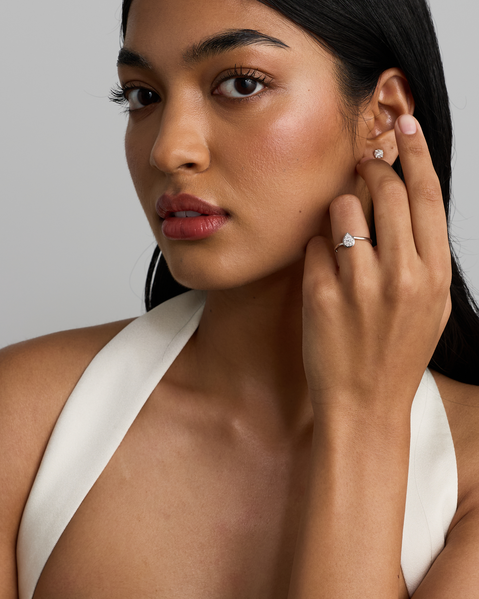 0.15 TW Diamond Pear-Shaped Promise Ring Sterling Silver