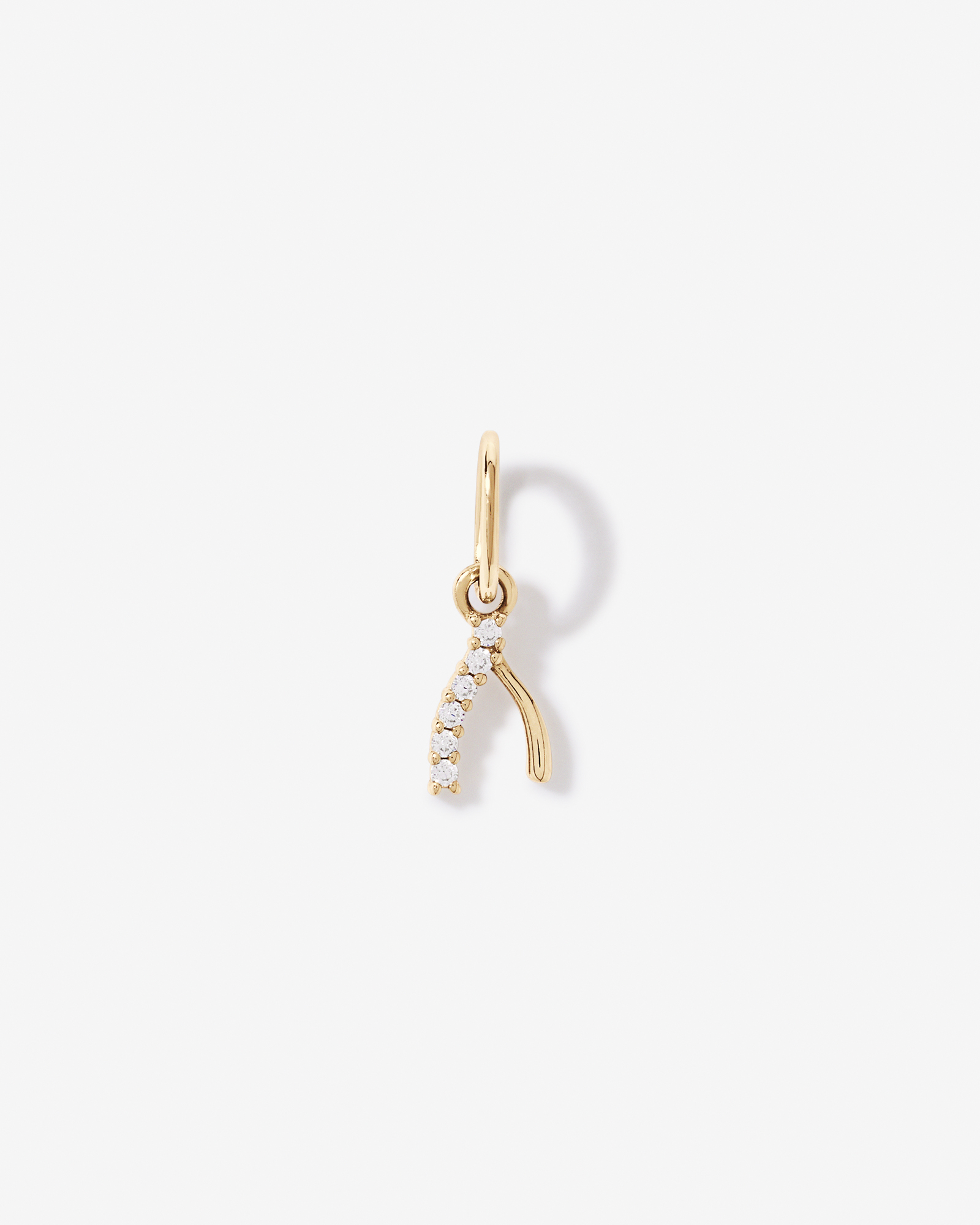 Wishbone Micro Pendant with Cubic Zirconia in 10kt Yellow Gold