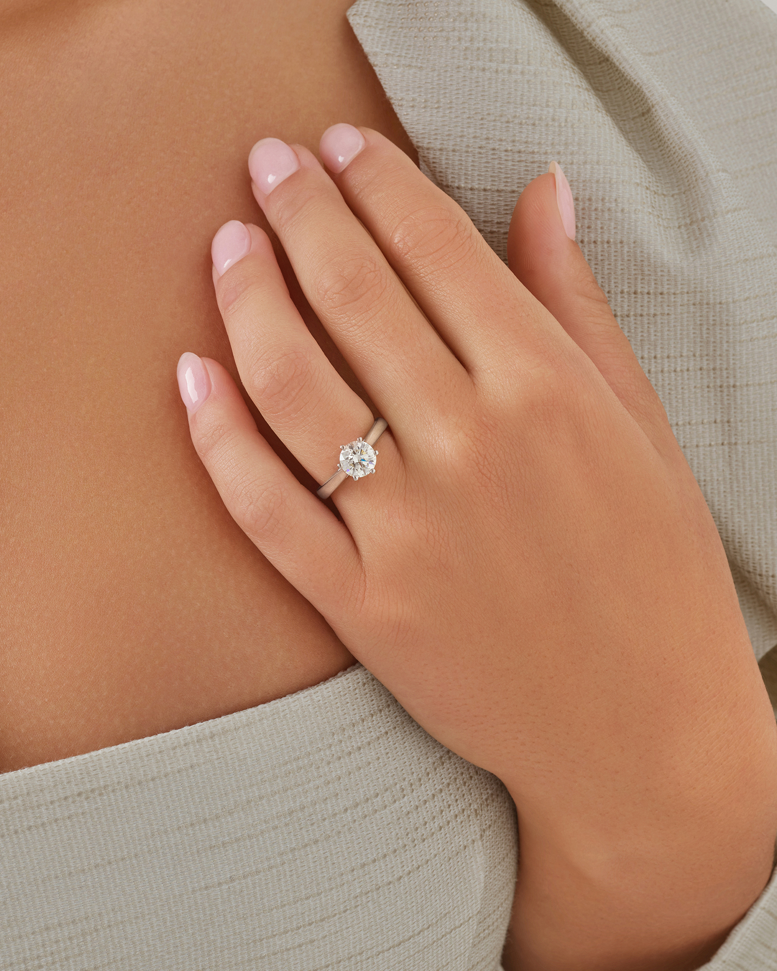 Certified Solitaire Engagement Ring with a Carat TW Diamond in 14kt White Gold