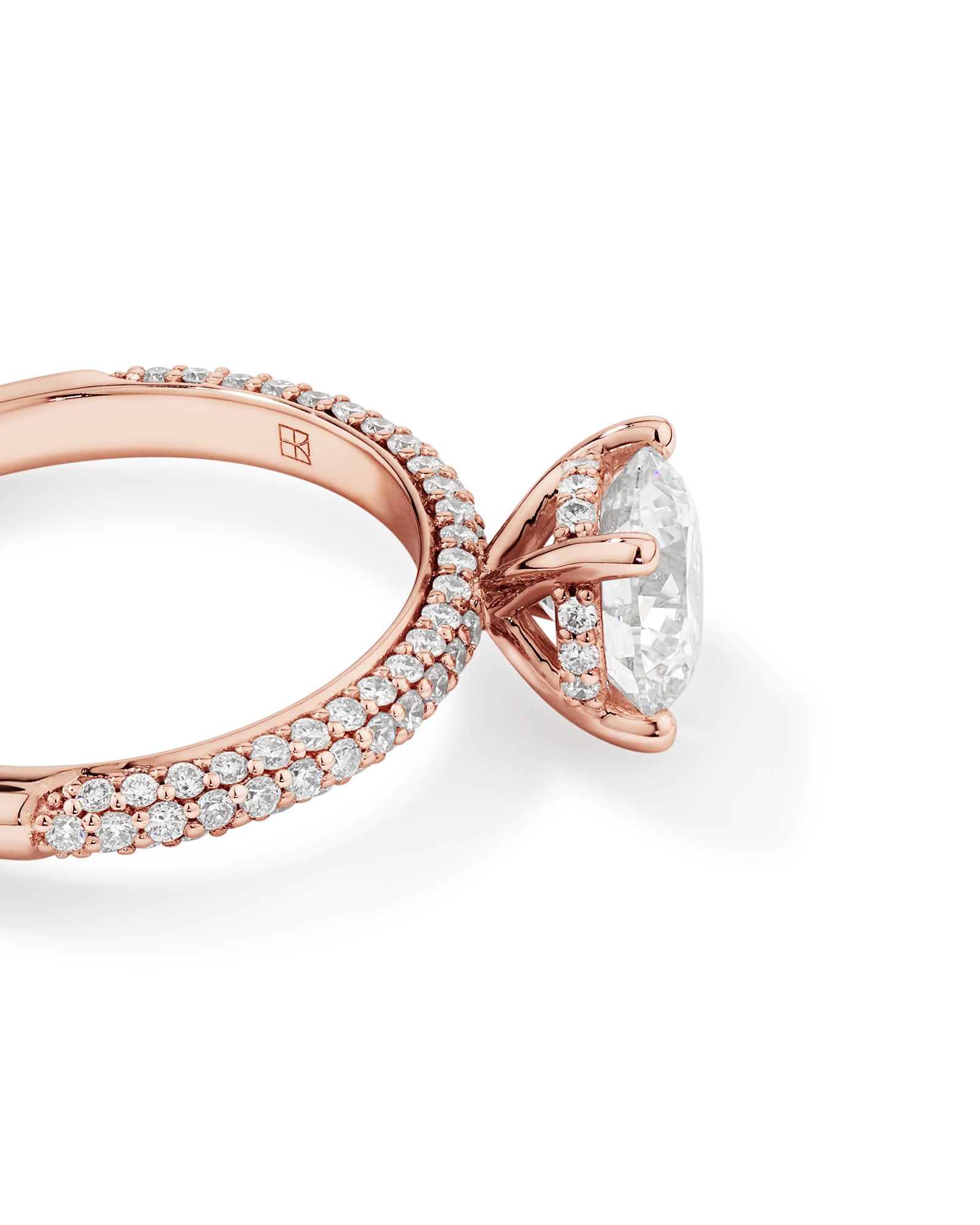 1.95 Carat TW Round Brilliant Laboratory-Grown Diamond Solitaire Side Accent Engagement Ring in 14kt Rose Gold