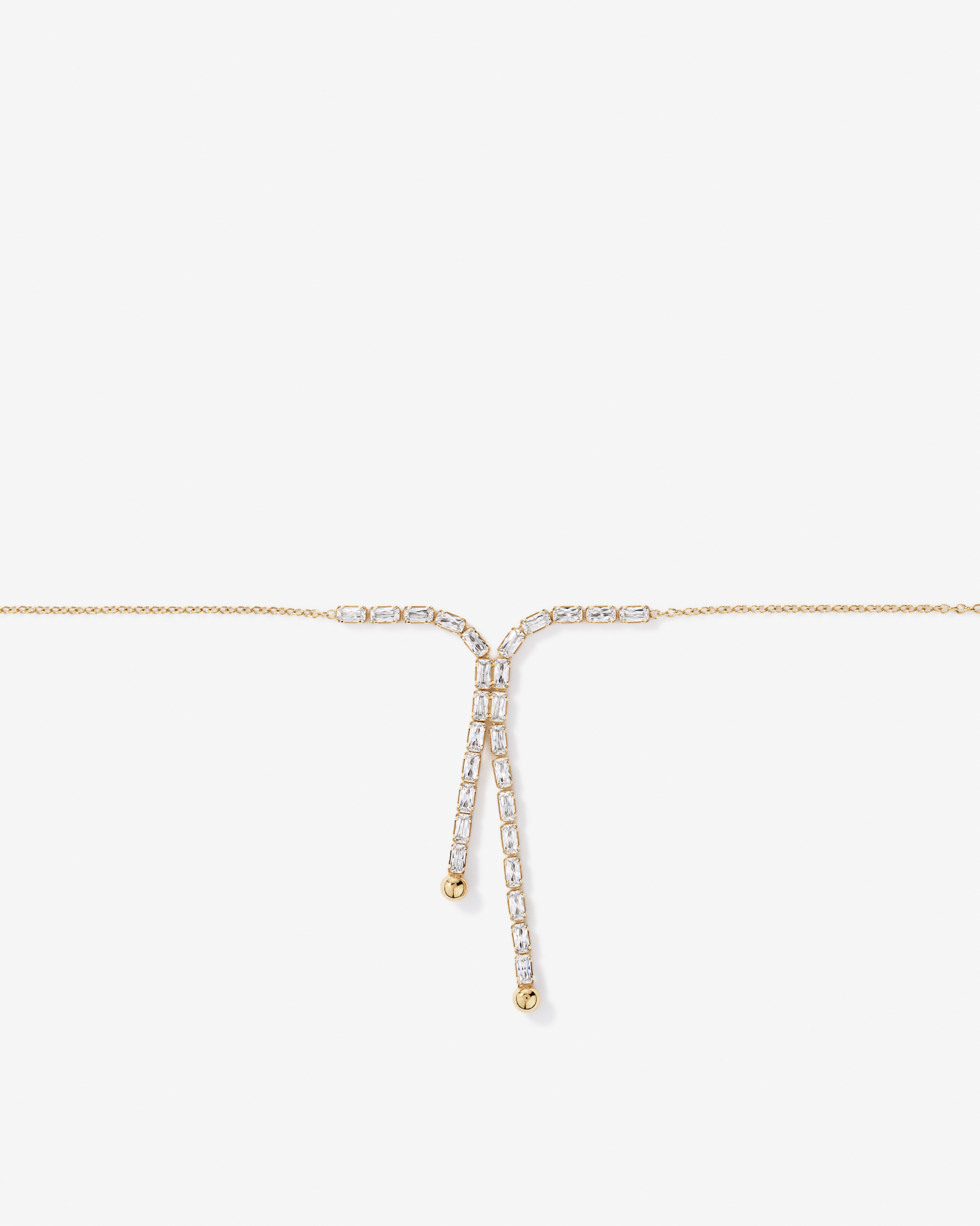 50cm (20") Cubic Zirconia Tennis Lariat Necklace in 18kt Yellow Gold Vermeil