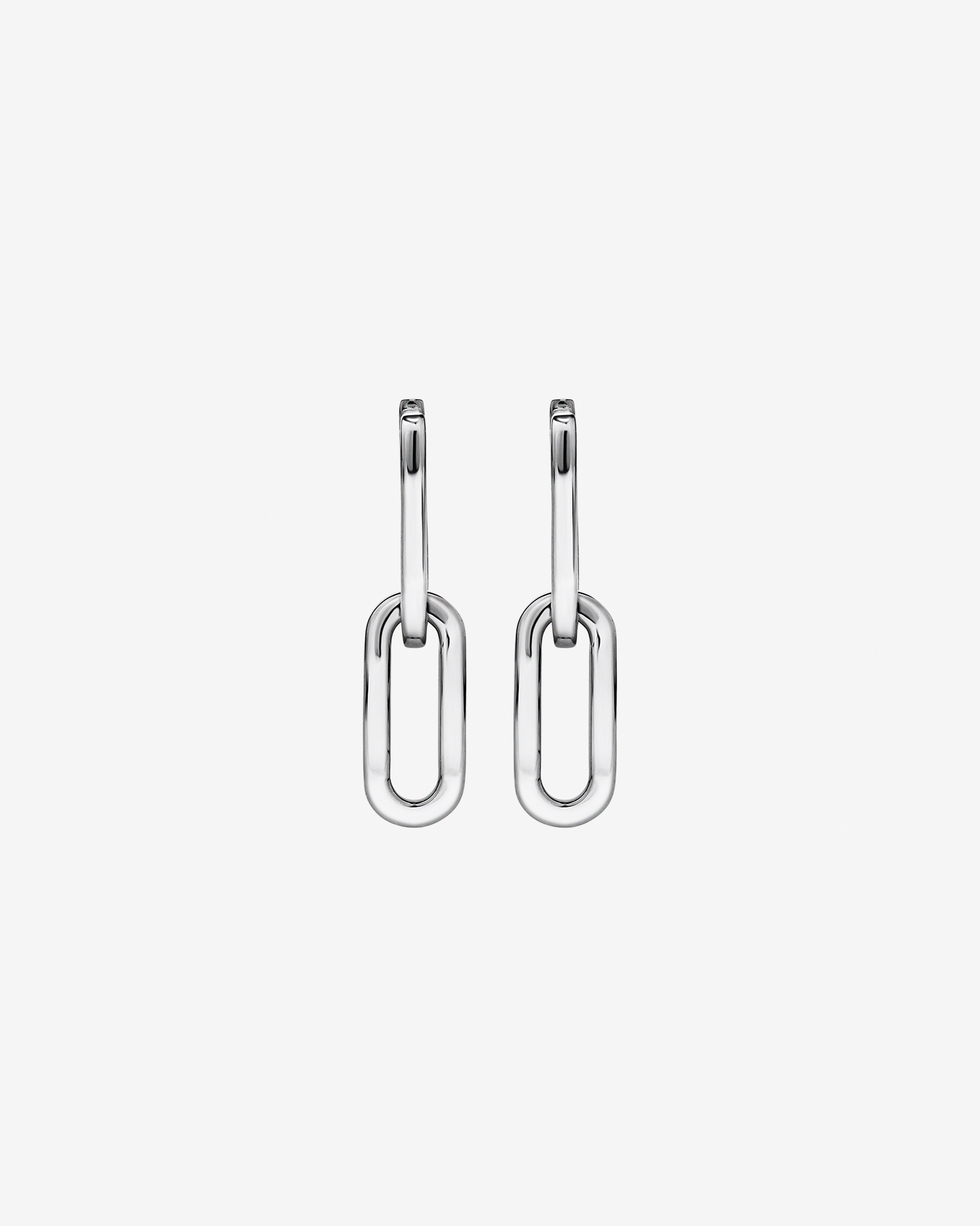 Paperclip Huggie Drop Earrings in Sterling Silver