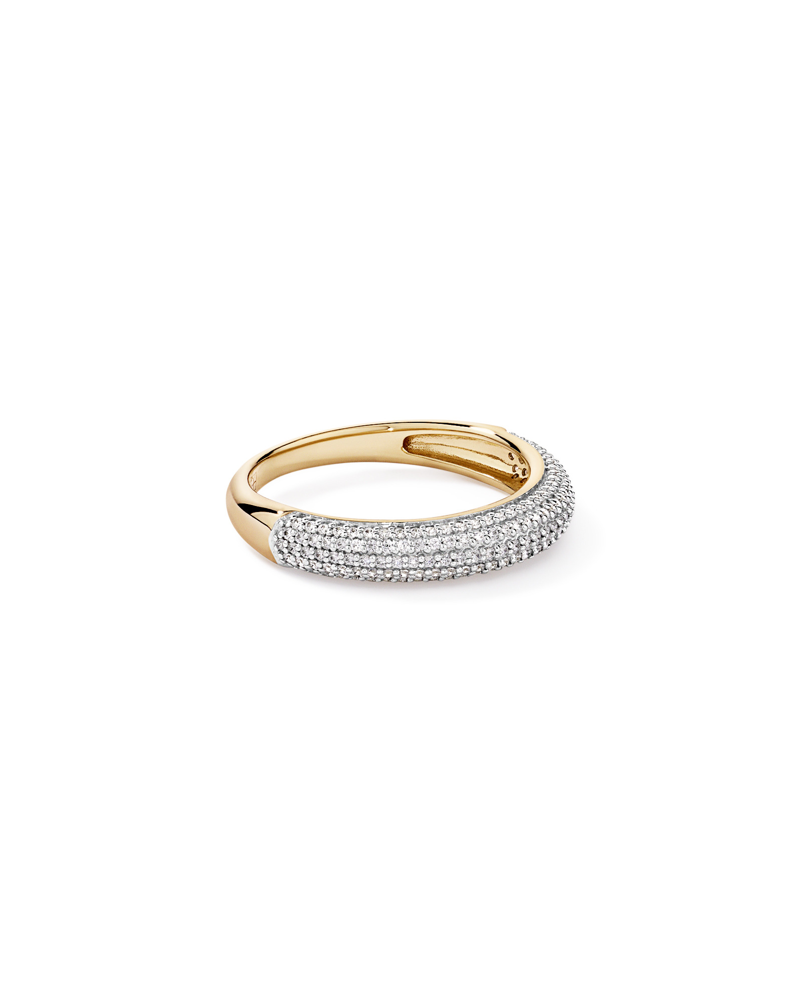 Anneau Pavé Dome avec zirconie cubique en Vermeil 18 kt